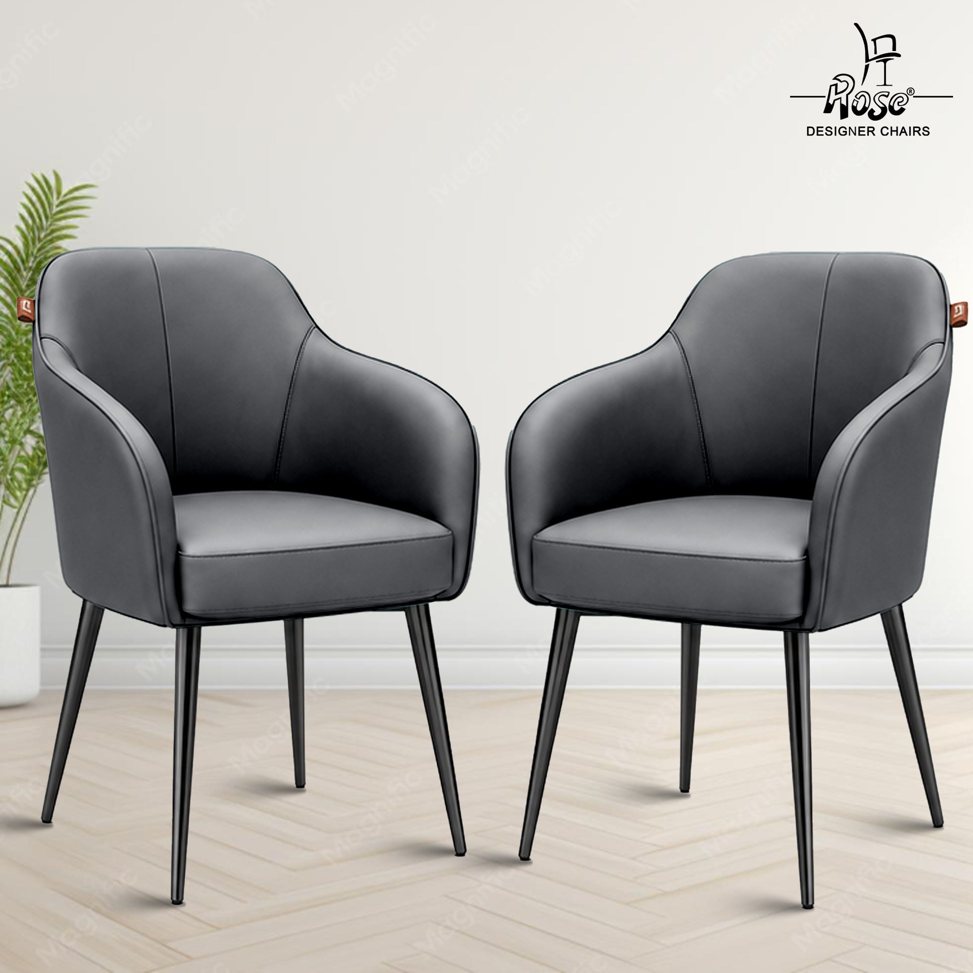 Haze Faux Leather Chair(Slate Gray) Set of 2 Bg Img