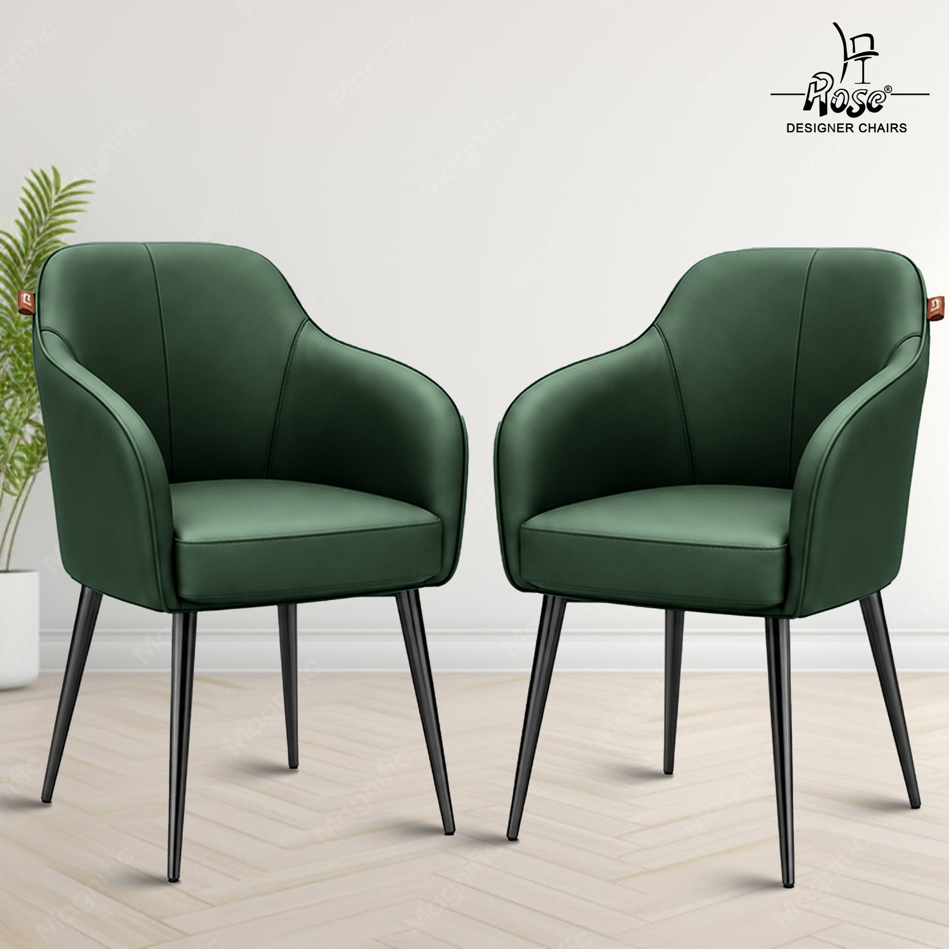 Haze Faux Leather Chair(Pine  Green) Set of 2 Bg Img