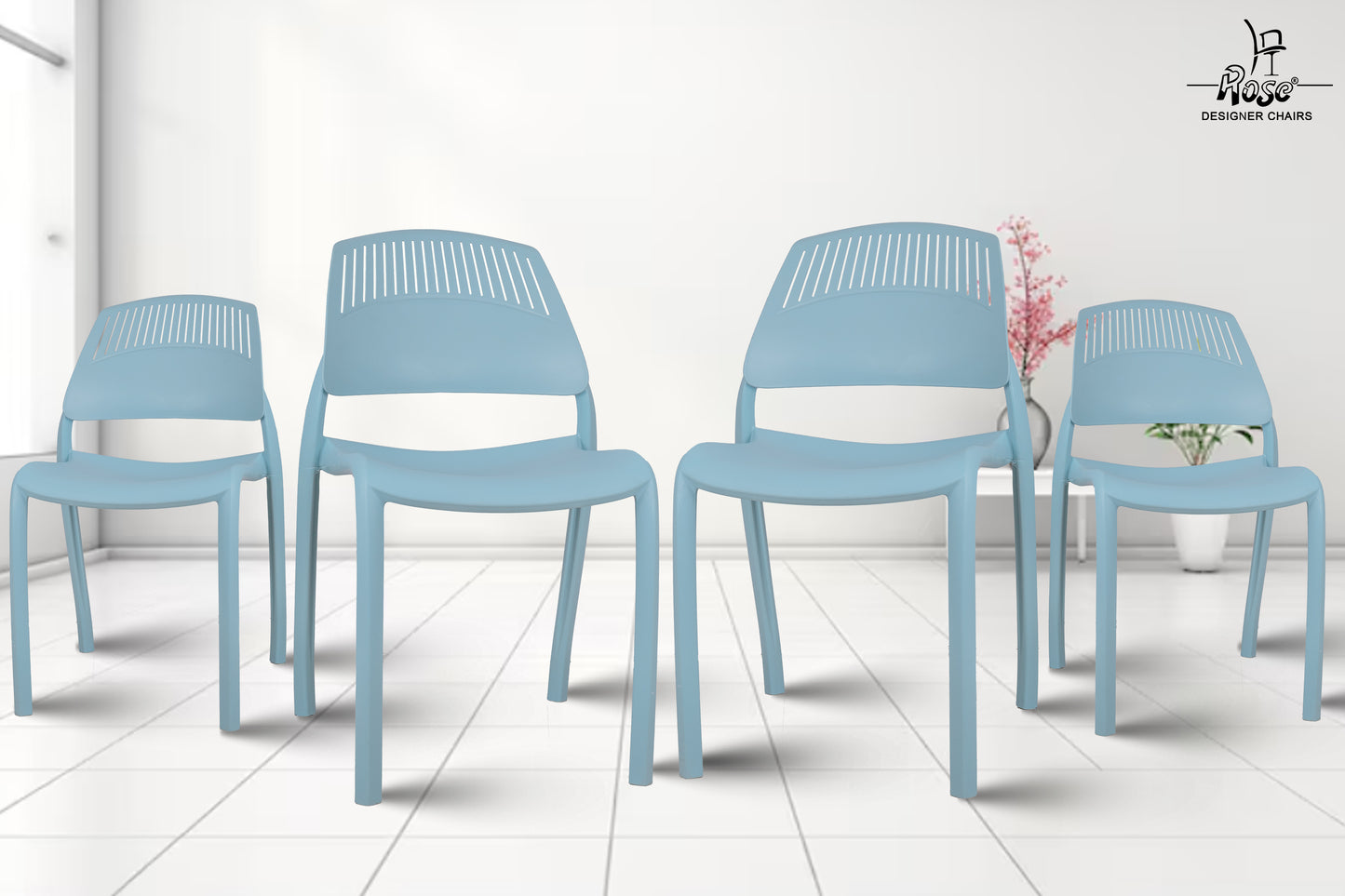 Riveria Cafe Chair set of 04 blue