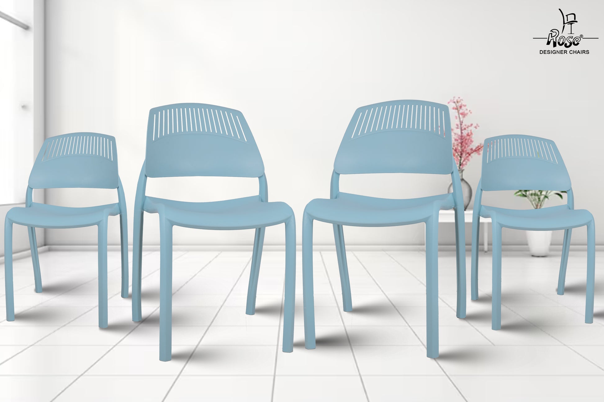 Riveria Cafe Chair set of 04 blue