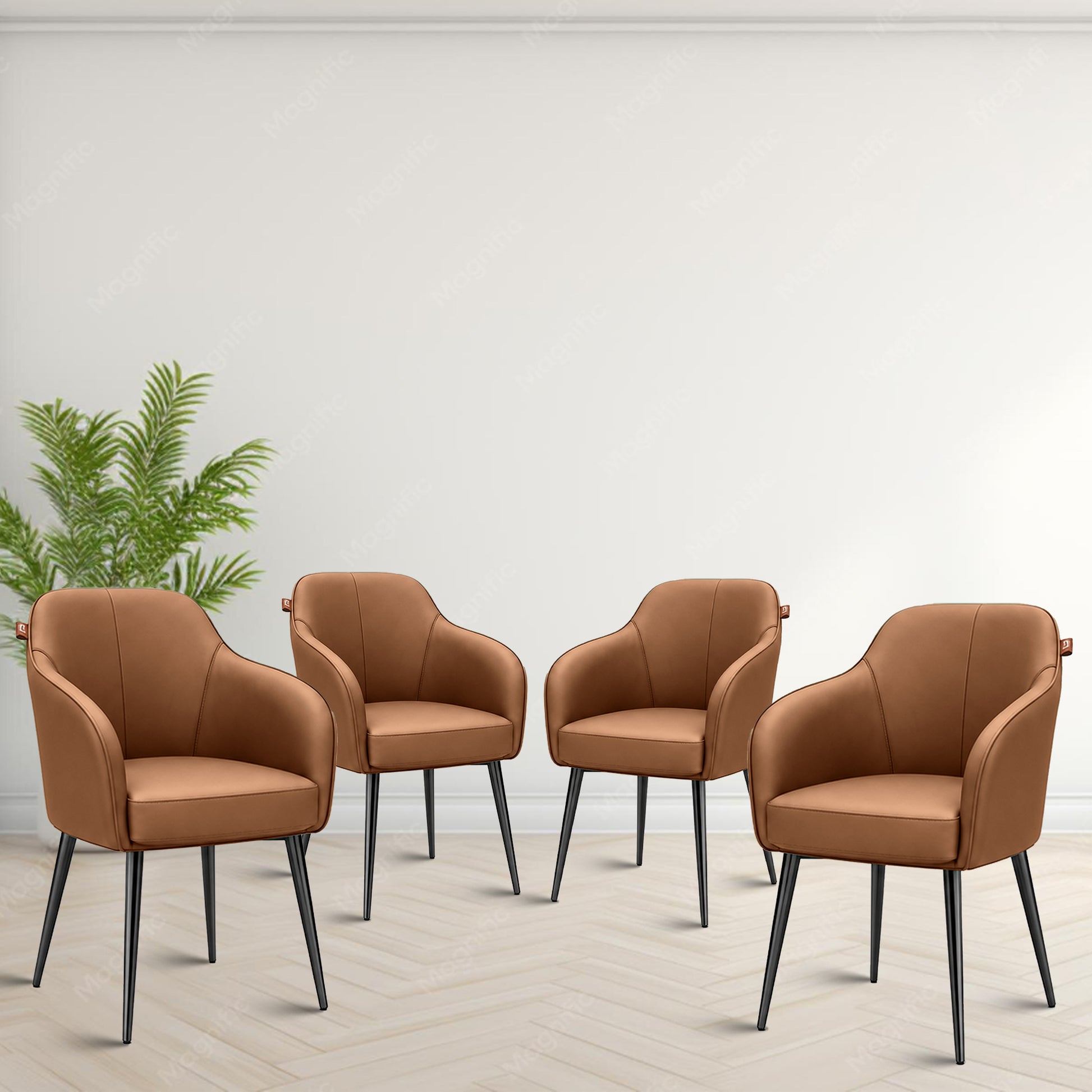 Haze Faux Leather Chair( Caramel Brown) Set of 4 Bg Img