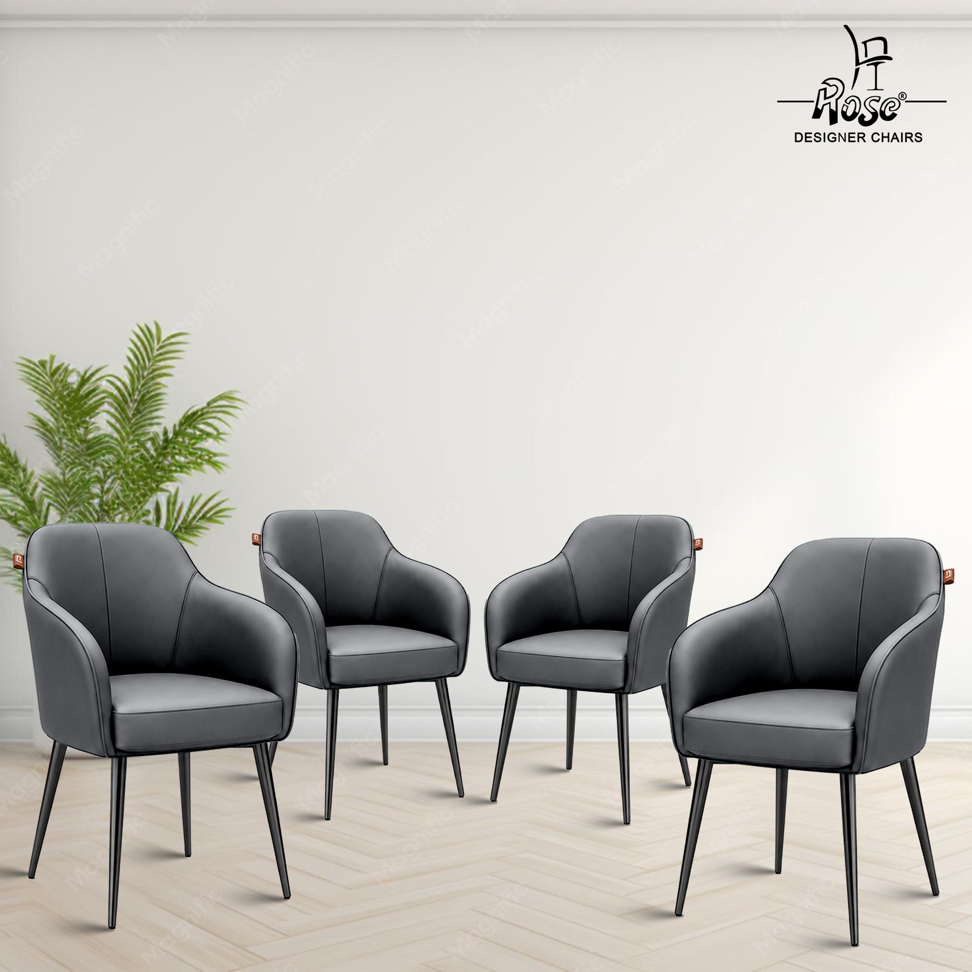 Haze Faux Leather Chair(Slate Gray) Set of 4 Bg Img