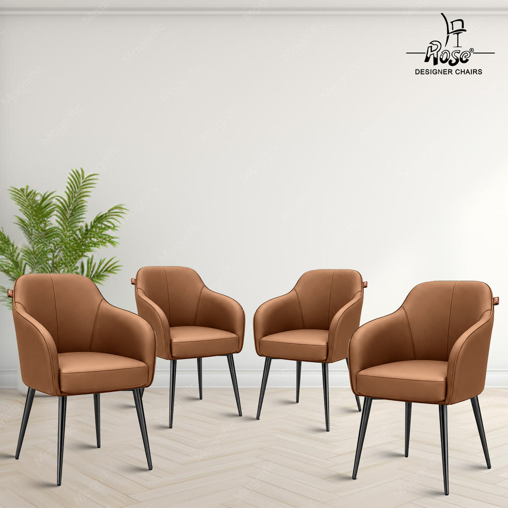 Haze Faux Leather Chair( Caramel Brown) Set of 4 Bg Img