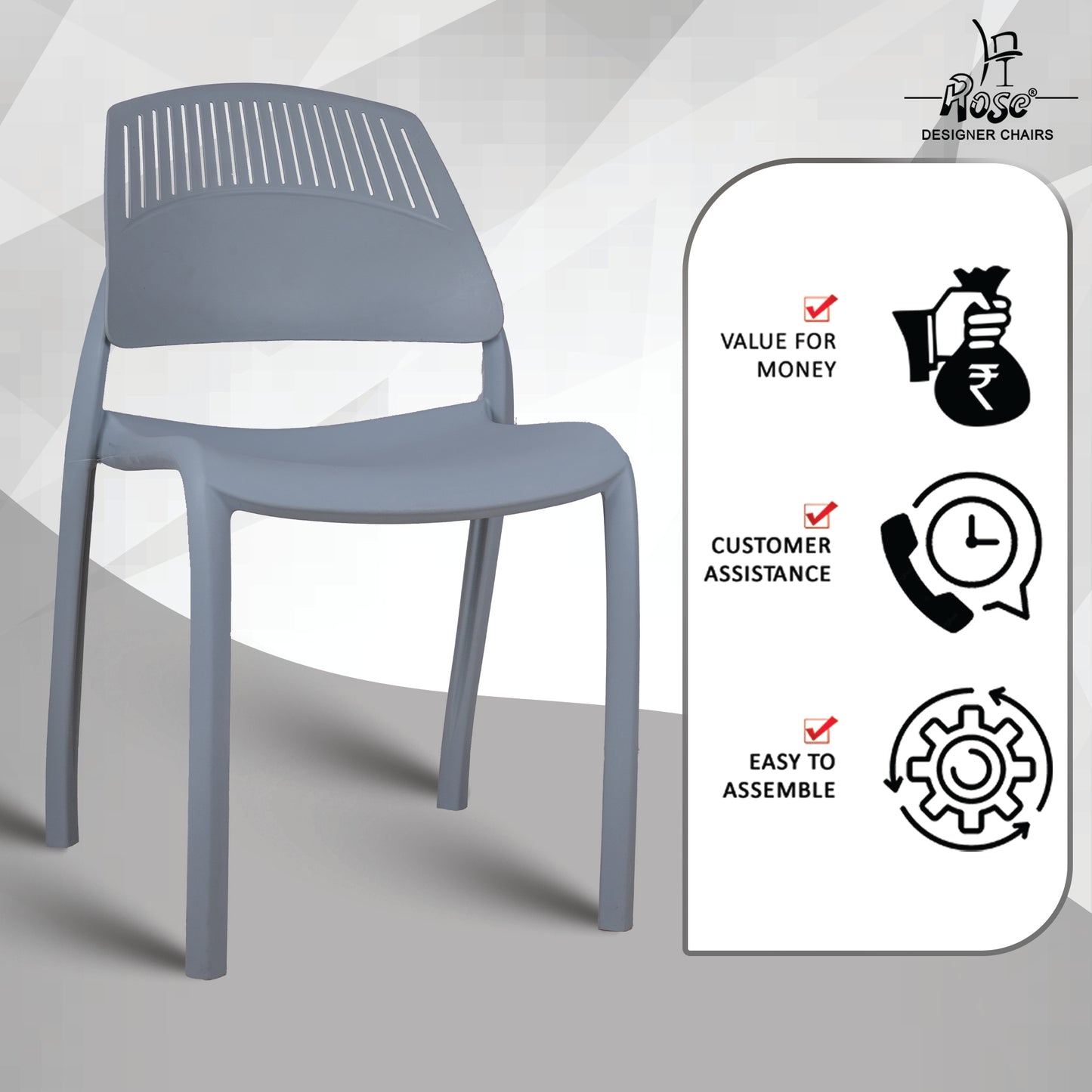 Riveria Cafe Chair set of 04 Grey