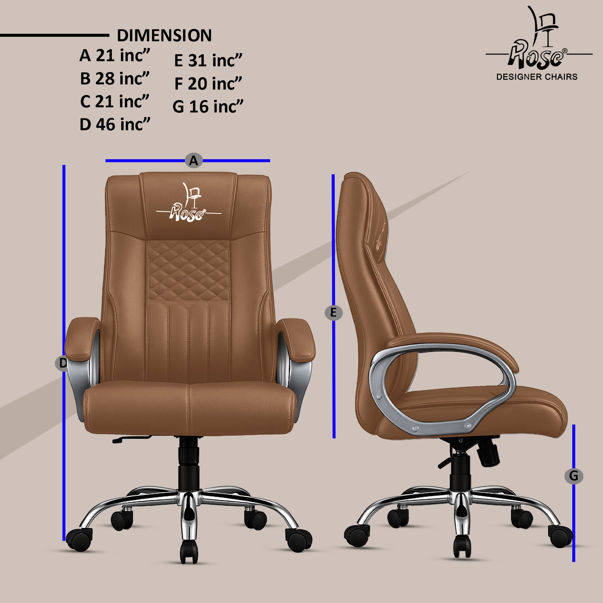 ROSE®Iran Leatherette Executive High Back