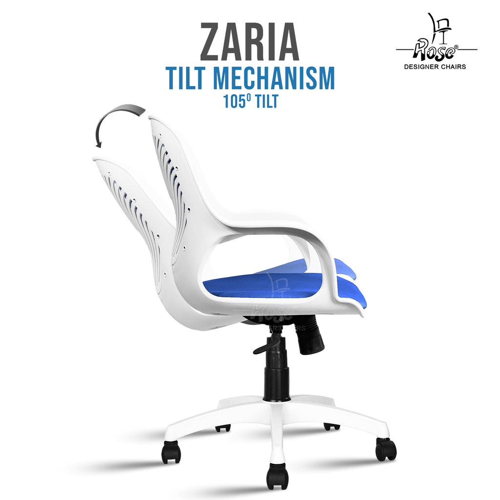 Zaria blue  and white chair features