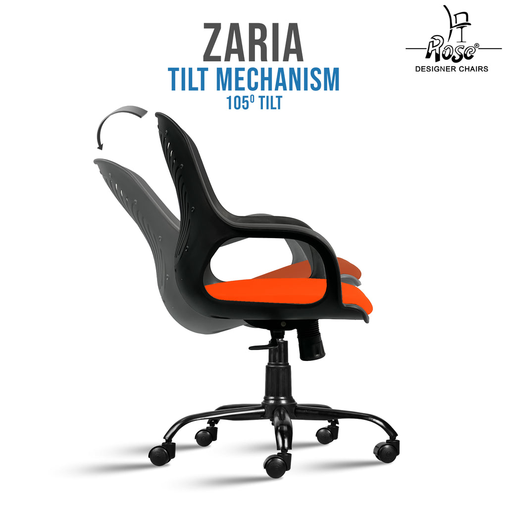 Zaria orang and black chair features 3