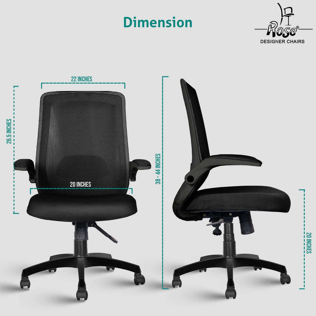 amaze mid back black dimensions 3