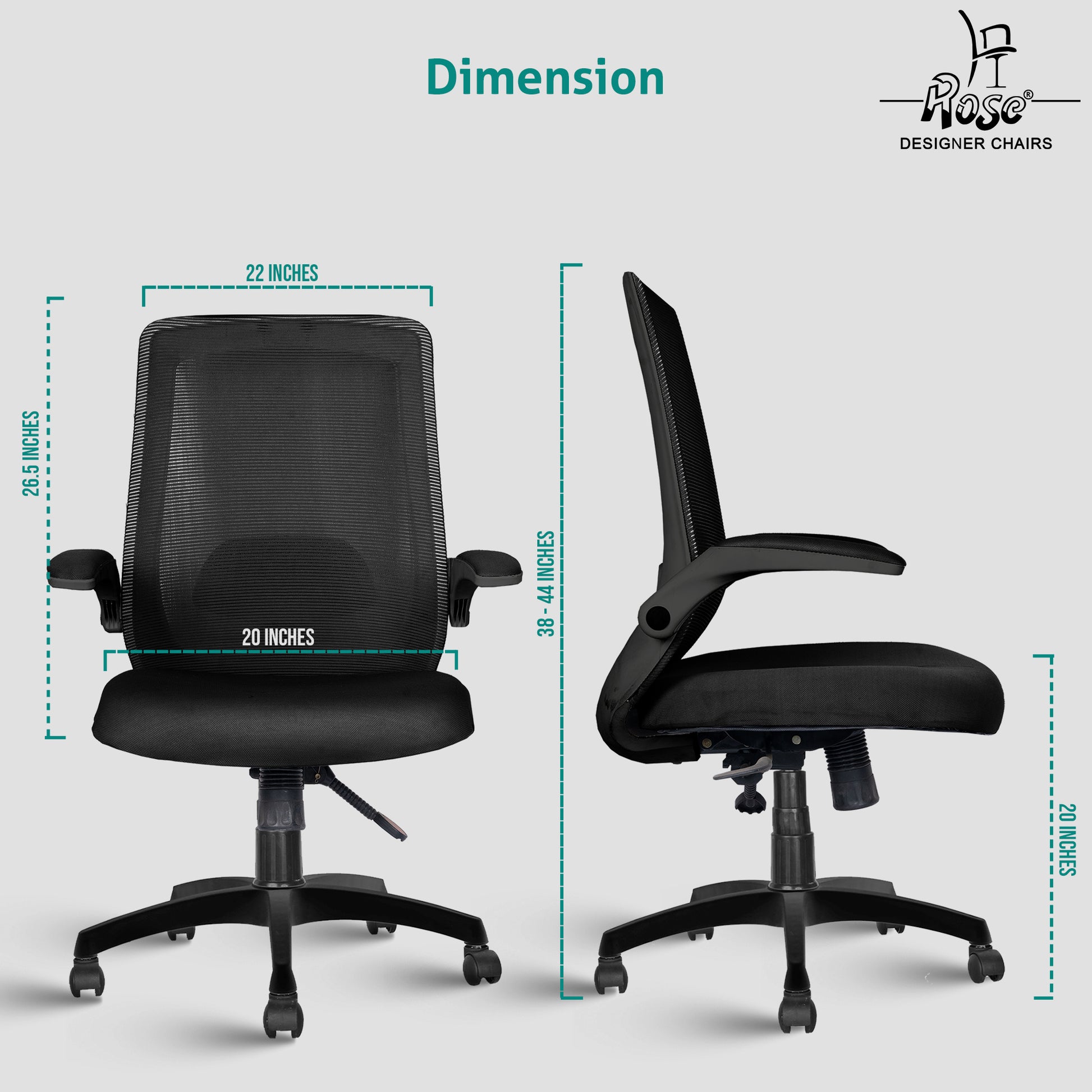 amaze mid back black dimensions 3