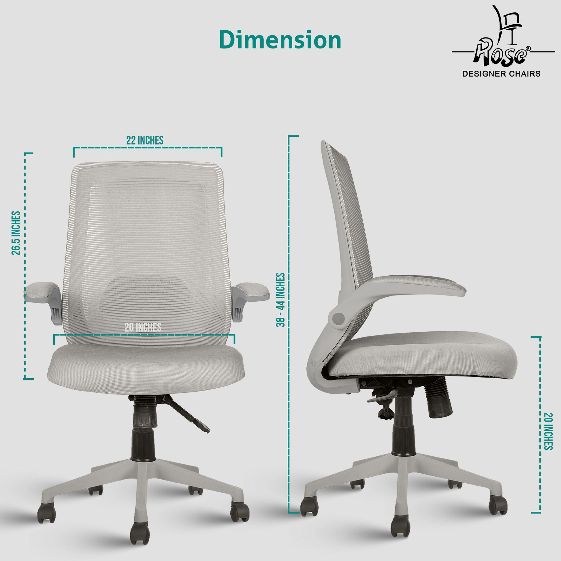 amaze mid back full grey dimensions 9