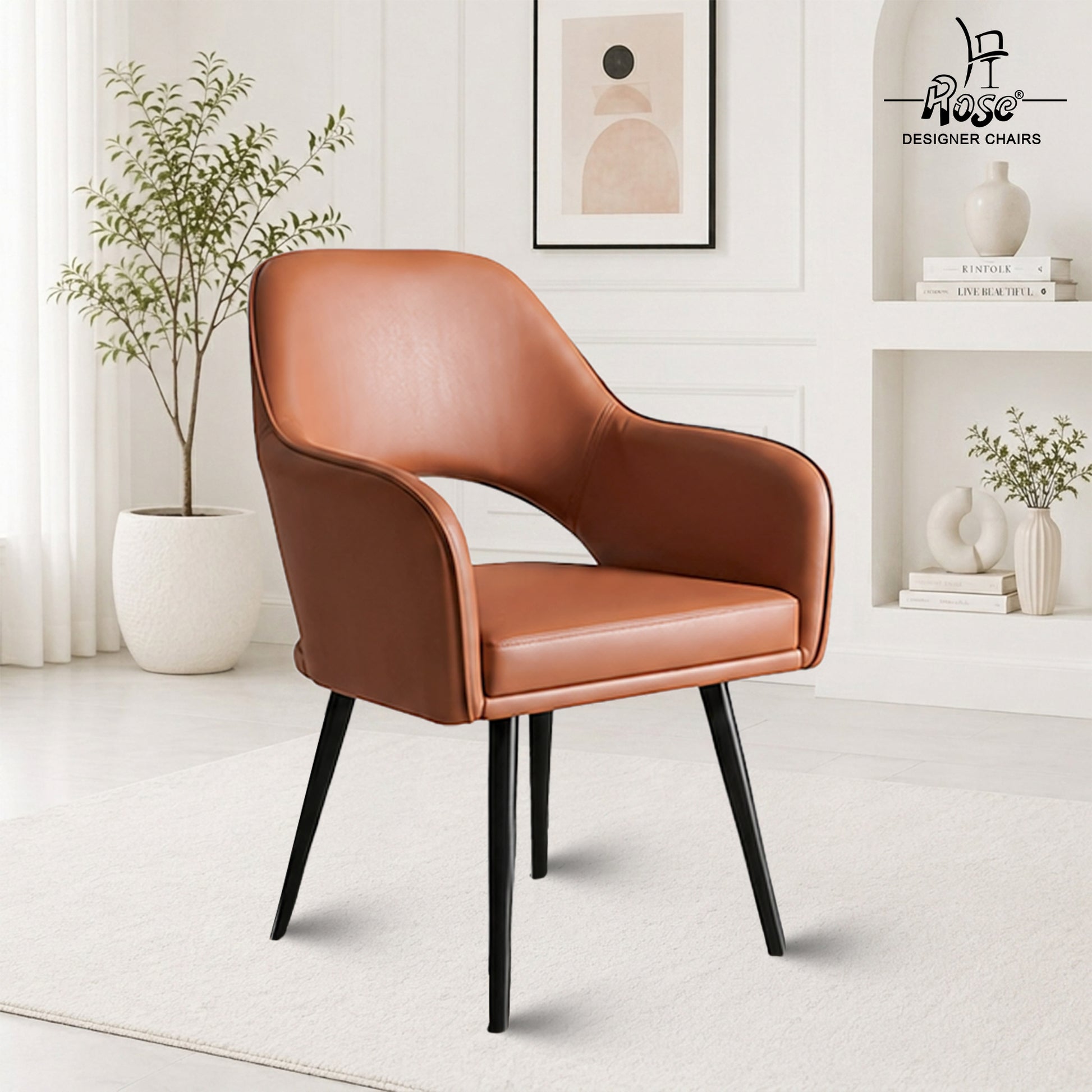 Yuri Faux Leather Chair Caramel (Brown)Set of 1 Bg Img