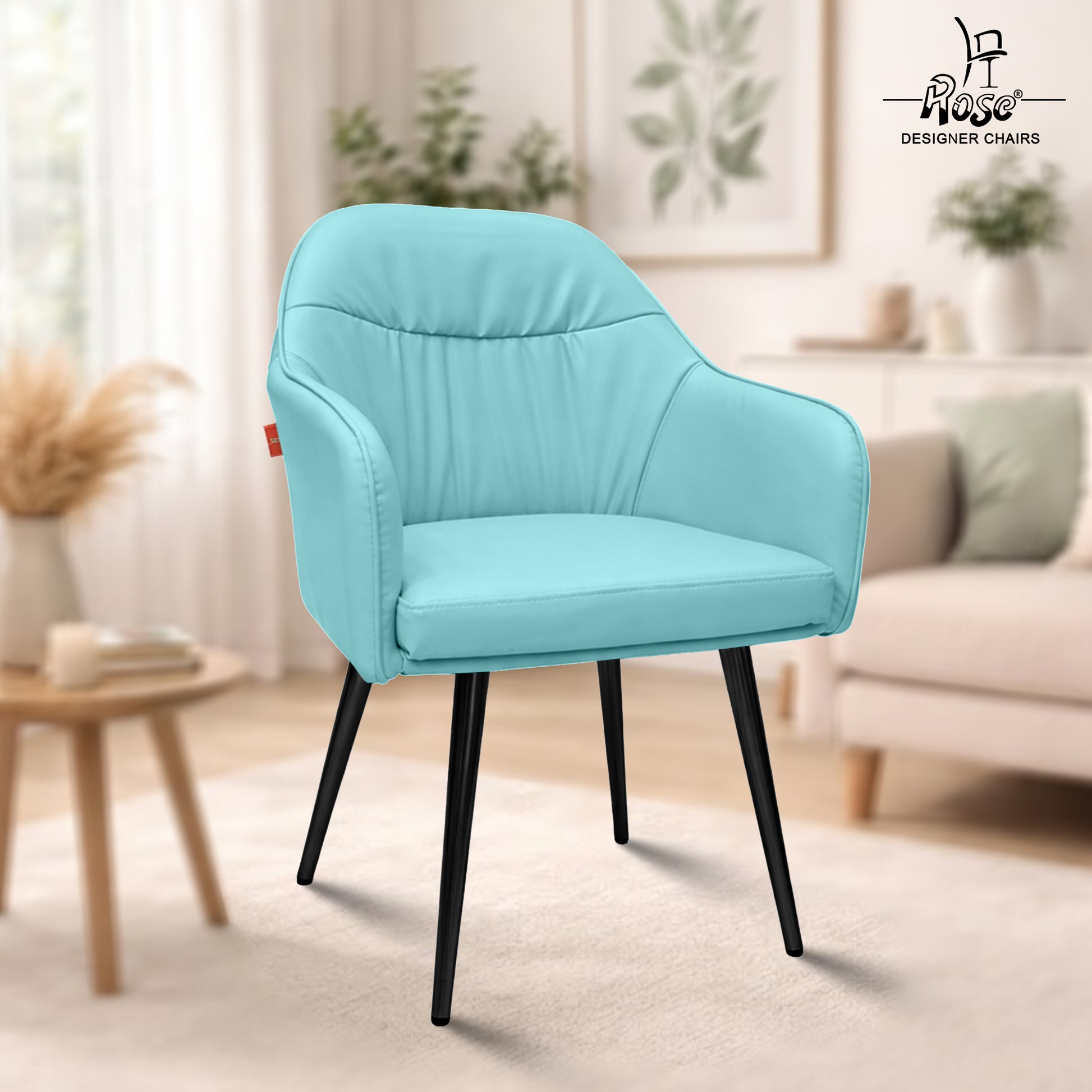 Mack Faux Leather Chair(Sky Blue) Set of 1 Bg Img