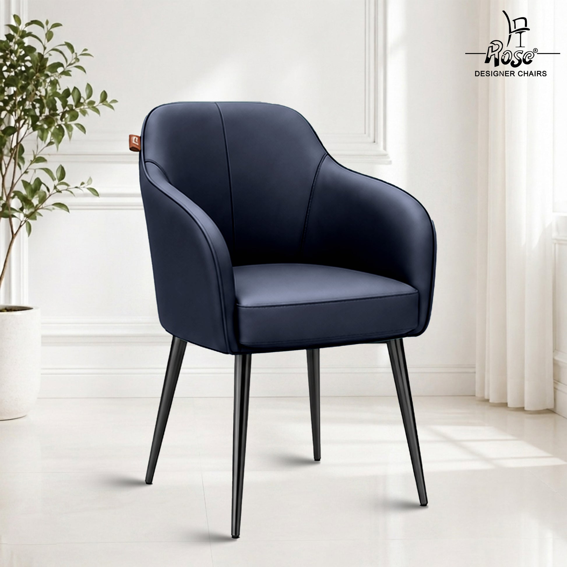 Haze Faux Leather Chair(Denim  Blue) Set of 1 Bg Img