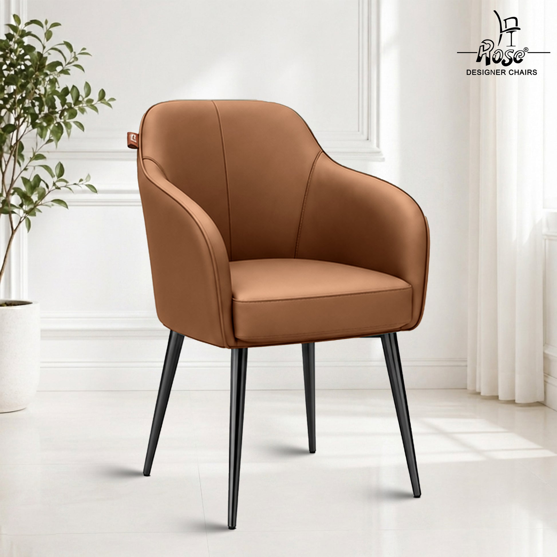 Haze Faux Leather Chair( Caramel Brown) Set of 1 Bg Img 