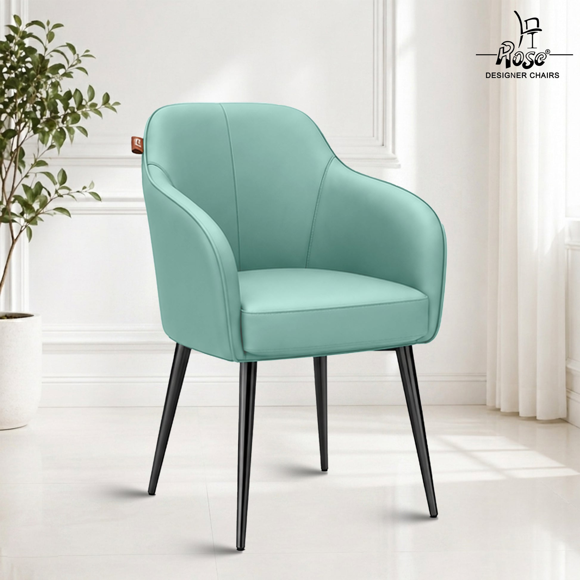 Haze Faux Leather Chair(Sky Blue) Set of 1 Bg Img