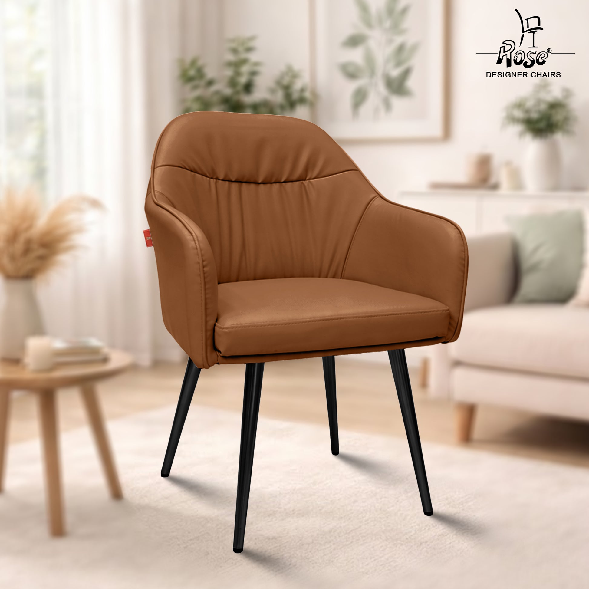 Mack Faux Leather Chair(Caramel Brown) Set of 1 Bg Img