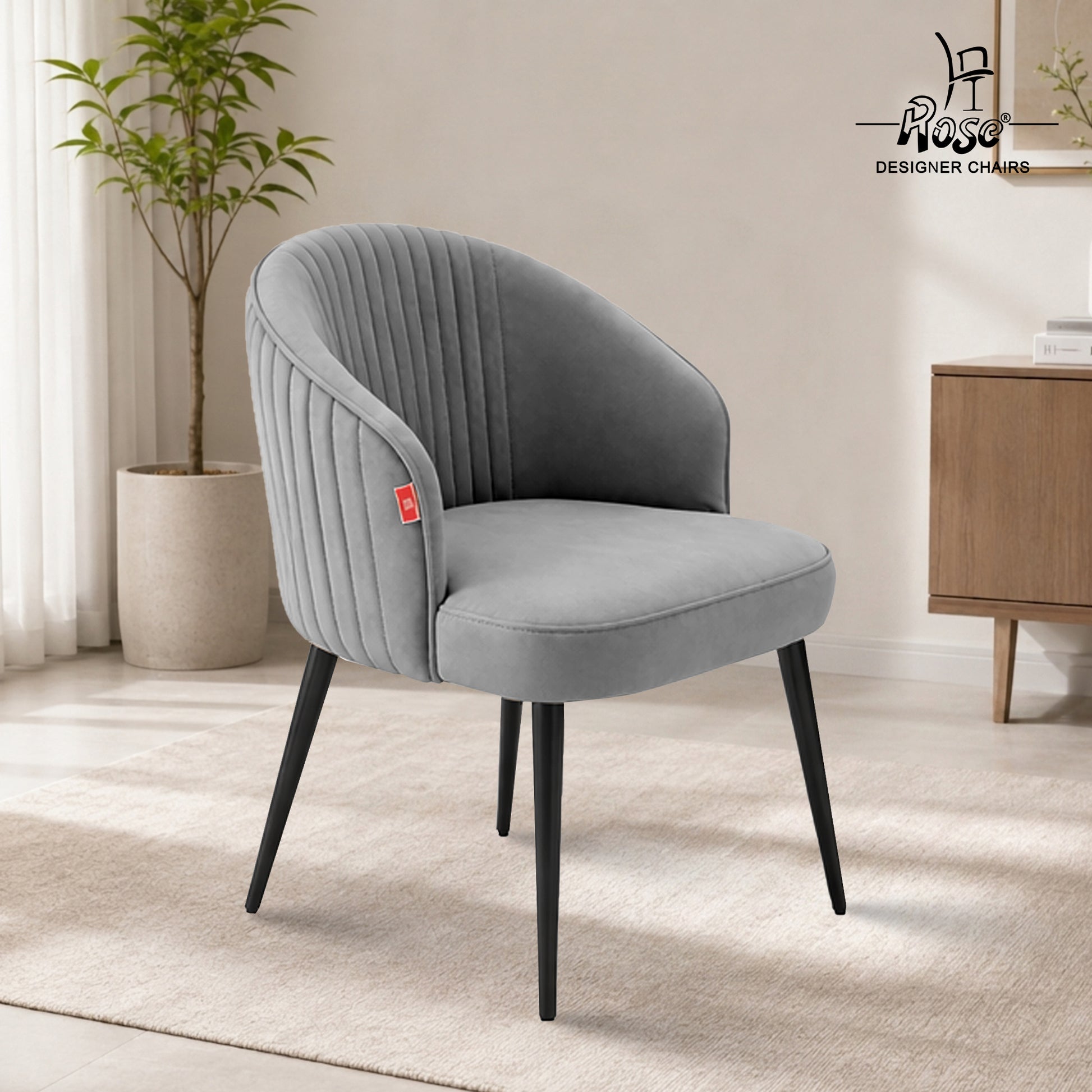Noor Valvet Arm Dining Chair(Mouse Gray) Set of 1 Bg Img 