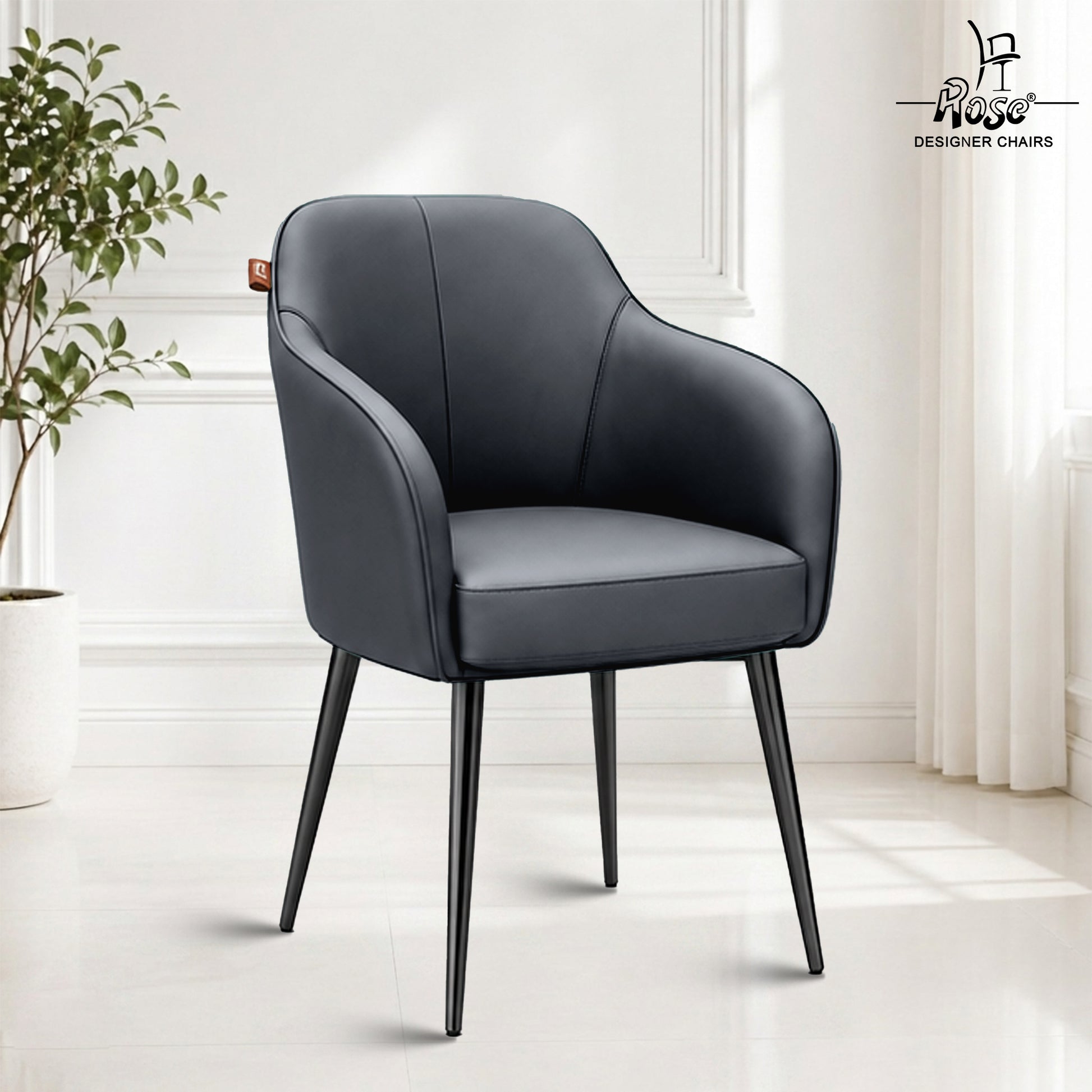 Haze Faux Leather Chair(Slate  Gray) Set of 1 Bg Img