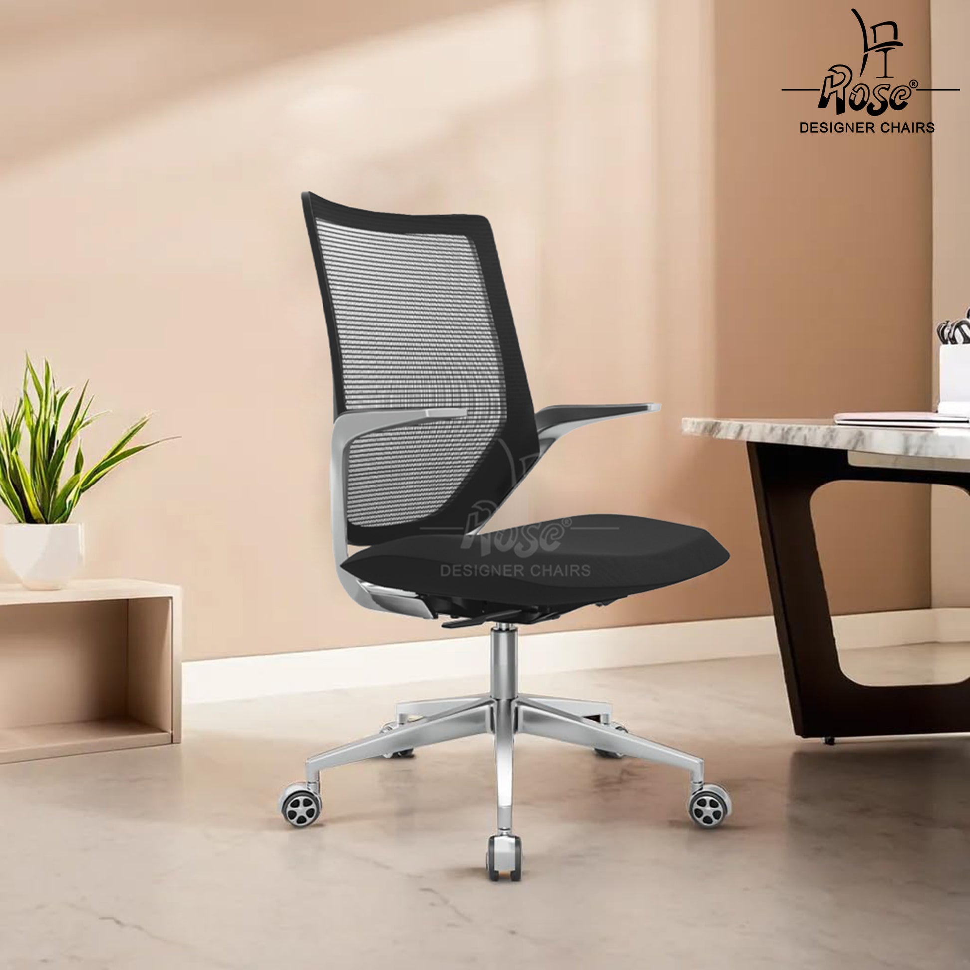 ROSE® Pablo Mid Back Office & Home Chair (Black (Mesh))