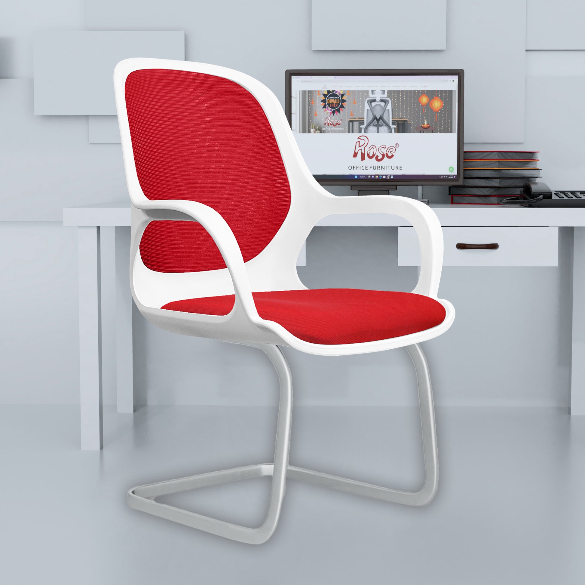 Zaria red  and white vistar chair bg img