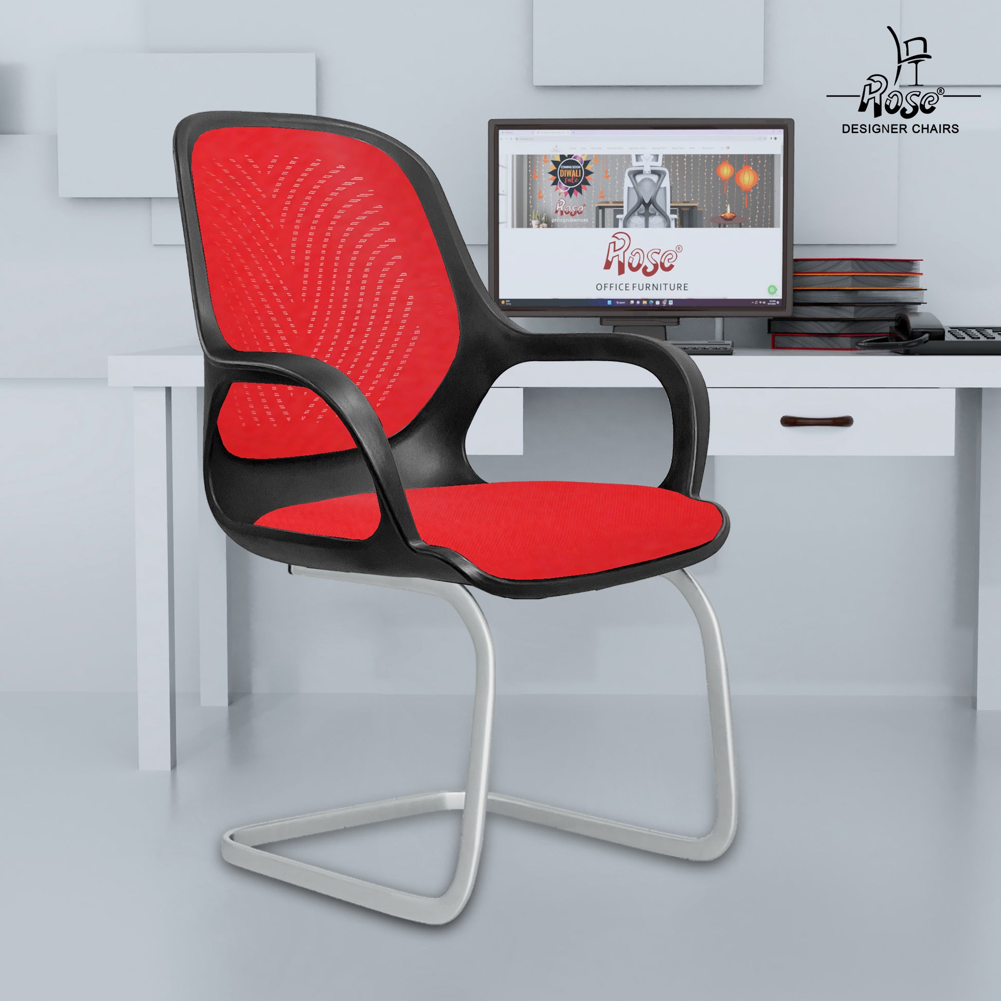 Zaria Red  and Black Vistar Chair Bg Img