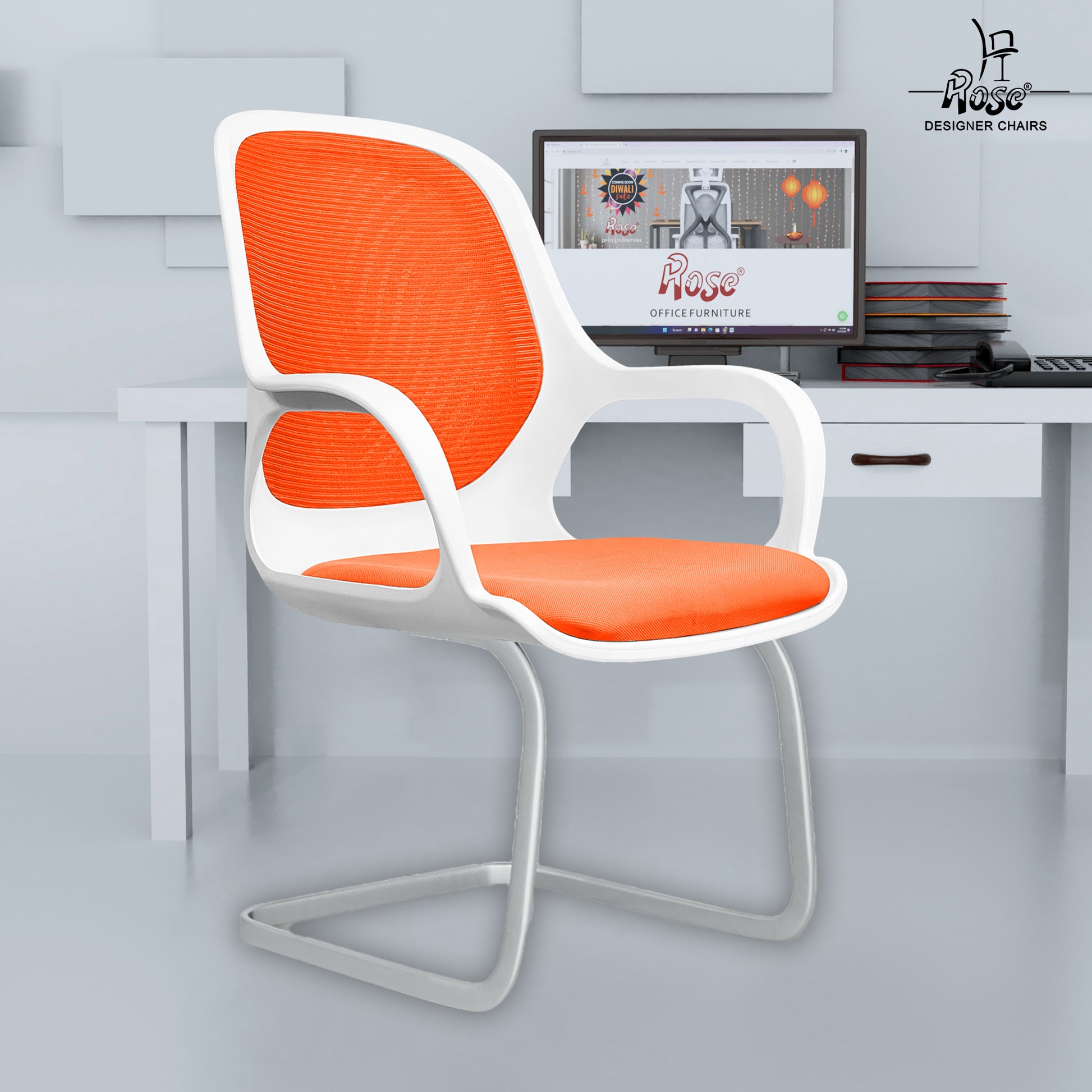 Zaria Orang  and White Vistar Chair Bg Img
