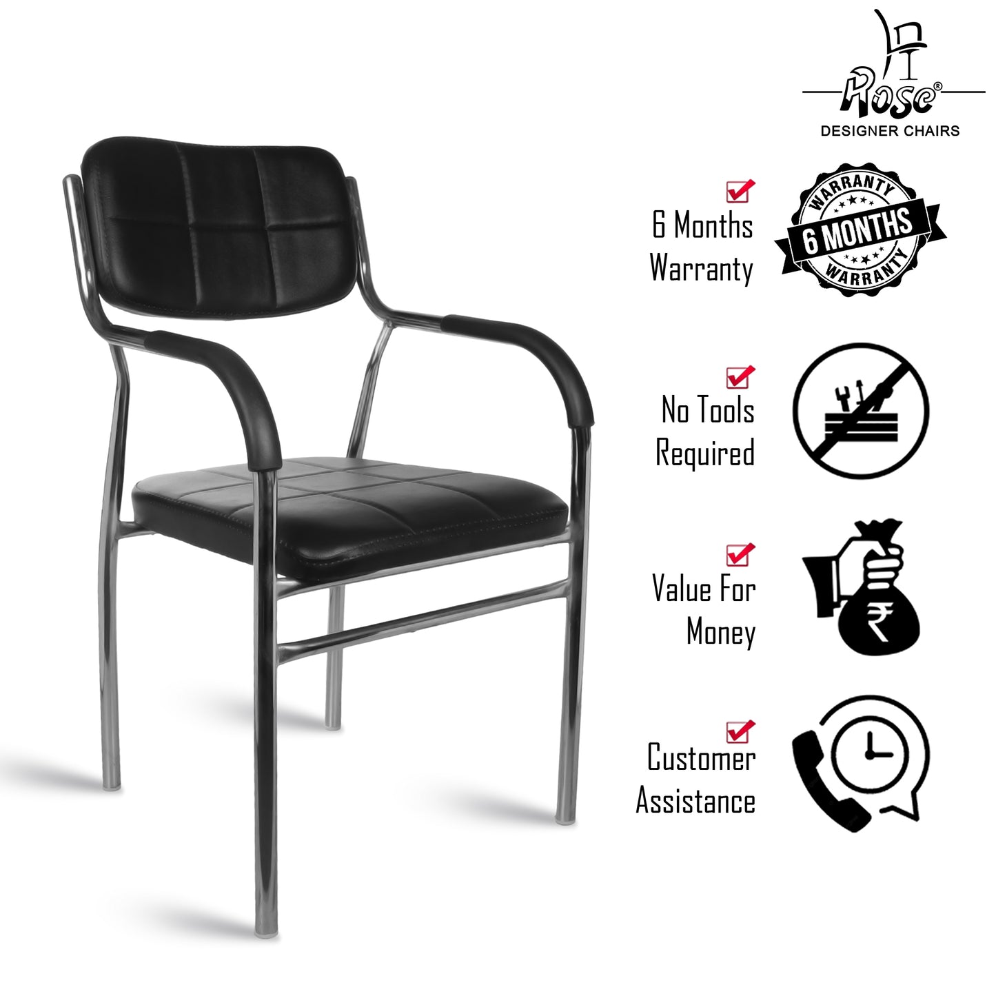 ROSE® Bliss Office Visitor Chair (Black)