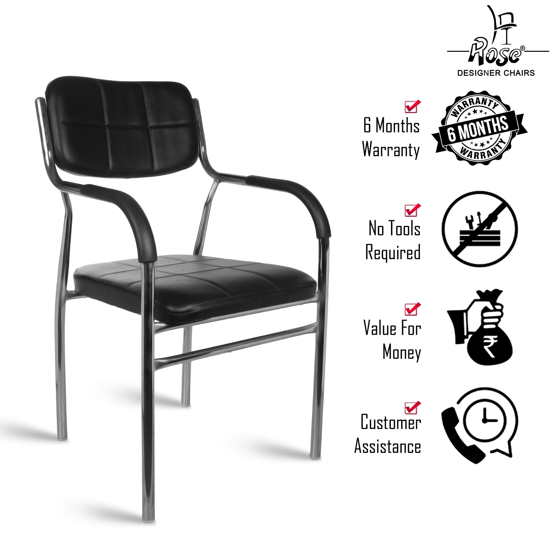 ROSE® Bliss Office Visitor Chair (Black)