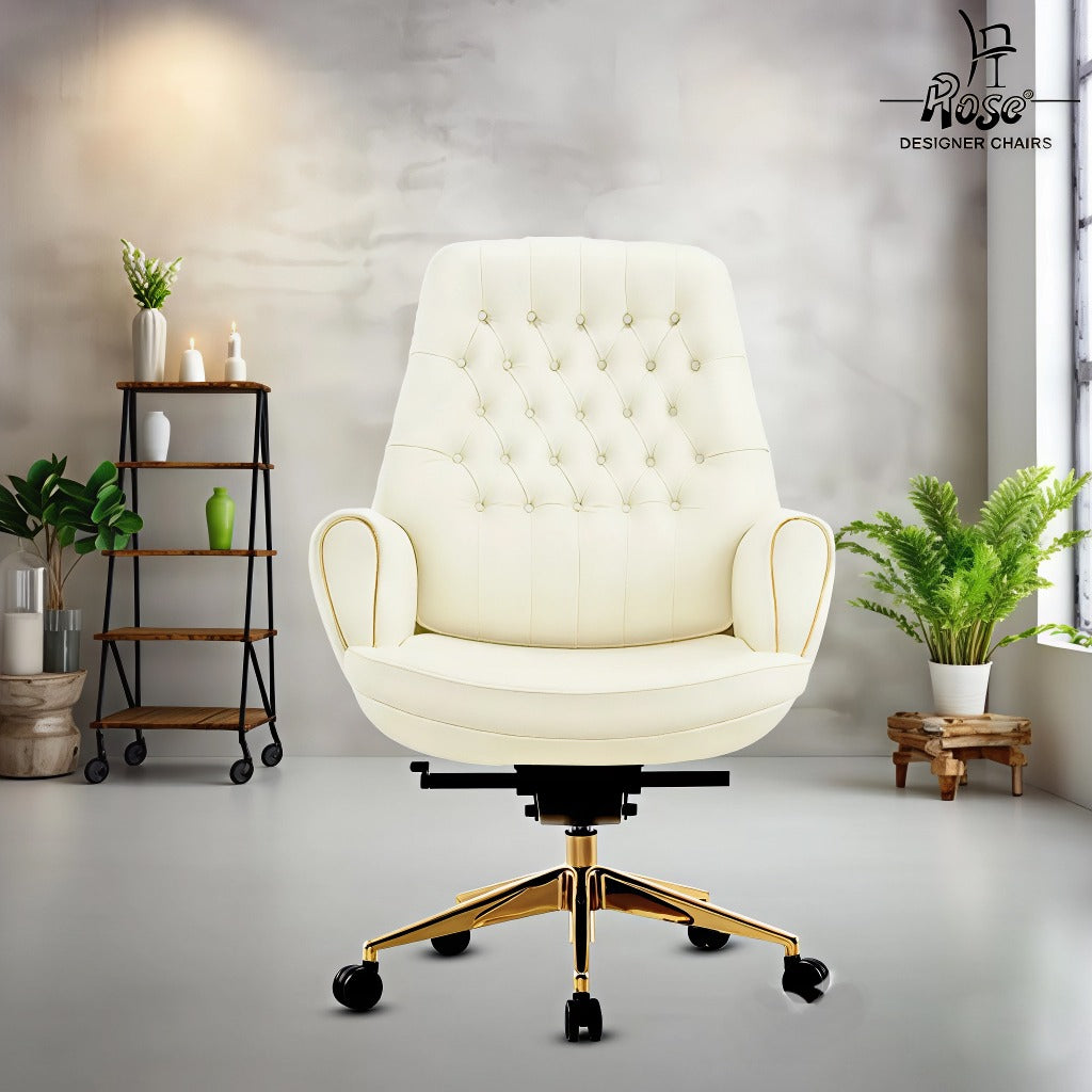 Rose Majestic Luxurious Mid Back Chair (White)