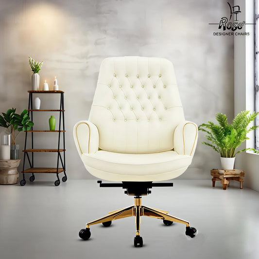 Rose Majestic Luxurious Mid Back Chair (White)