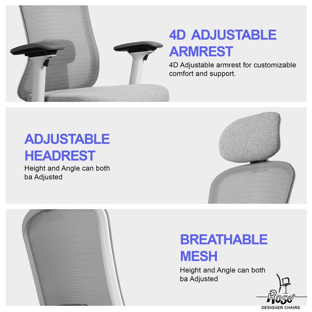 ROSE® Cooper Premium Office Chair (Grey and White)