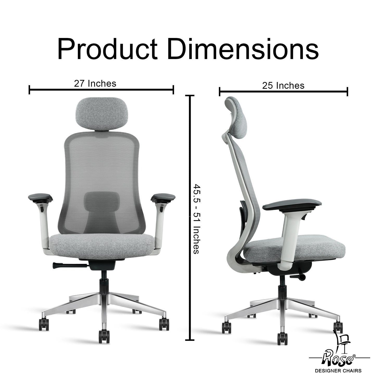 ROSE® Cooper Premium Office Chair (Grey and White)