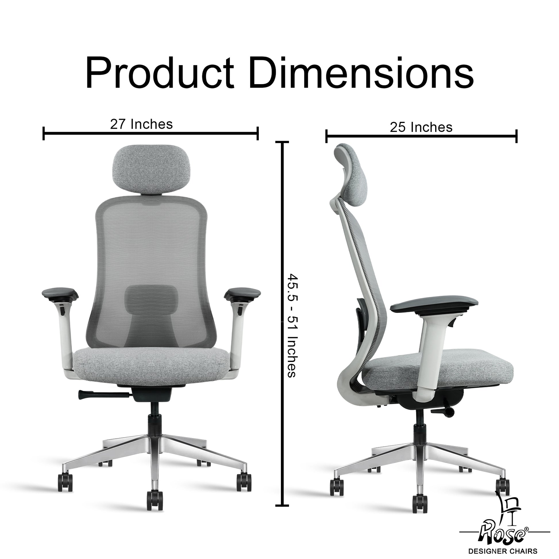 ROSE® Cooper Premium Office Chair (Grey and White)