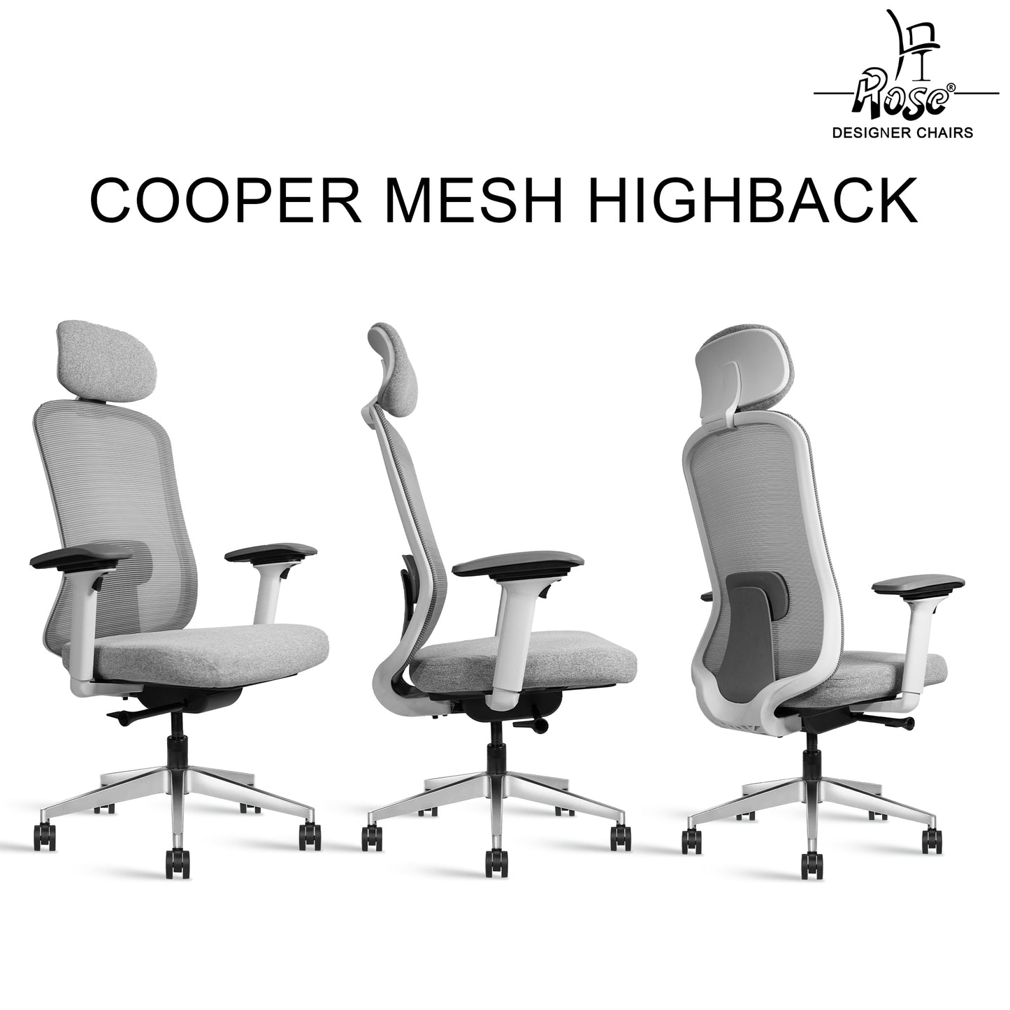 ROSE® Cooper Premium Office Chair (Grey and White)