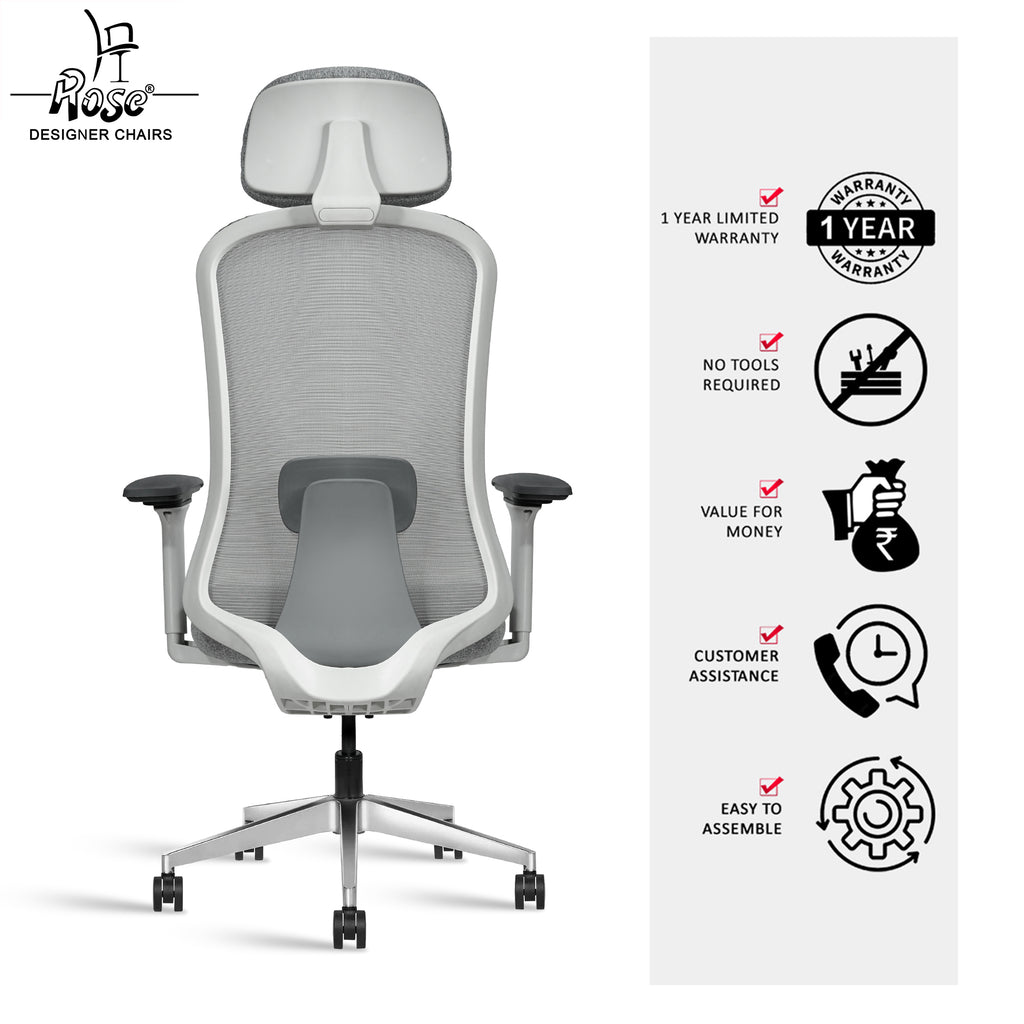 ROSE® Cooper Premium Office Chair (Grey and White)