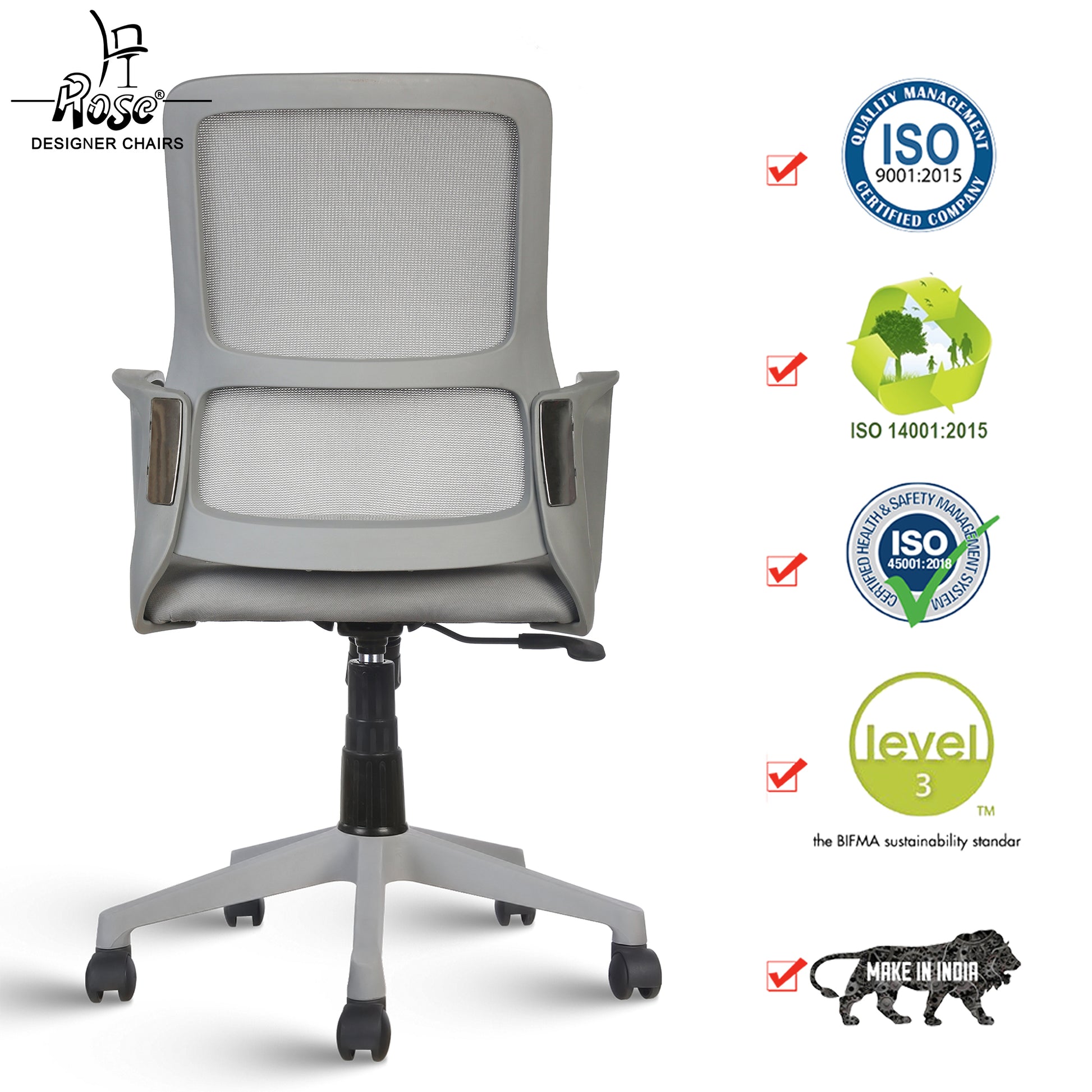 ROSE® Elanzo Mesh Mid-Back Ergonomic Office Chair