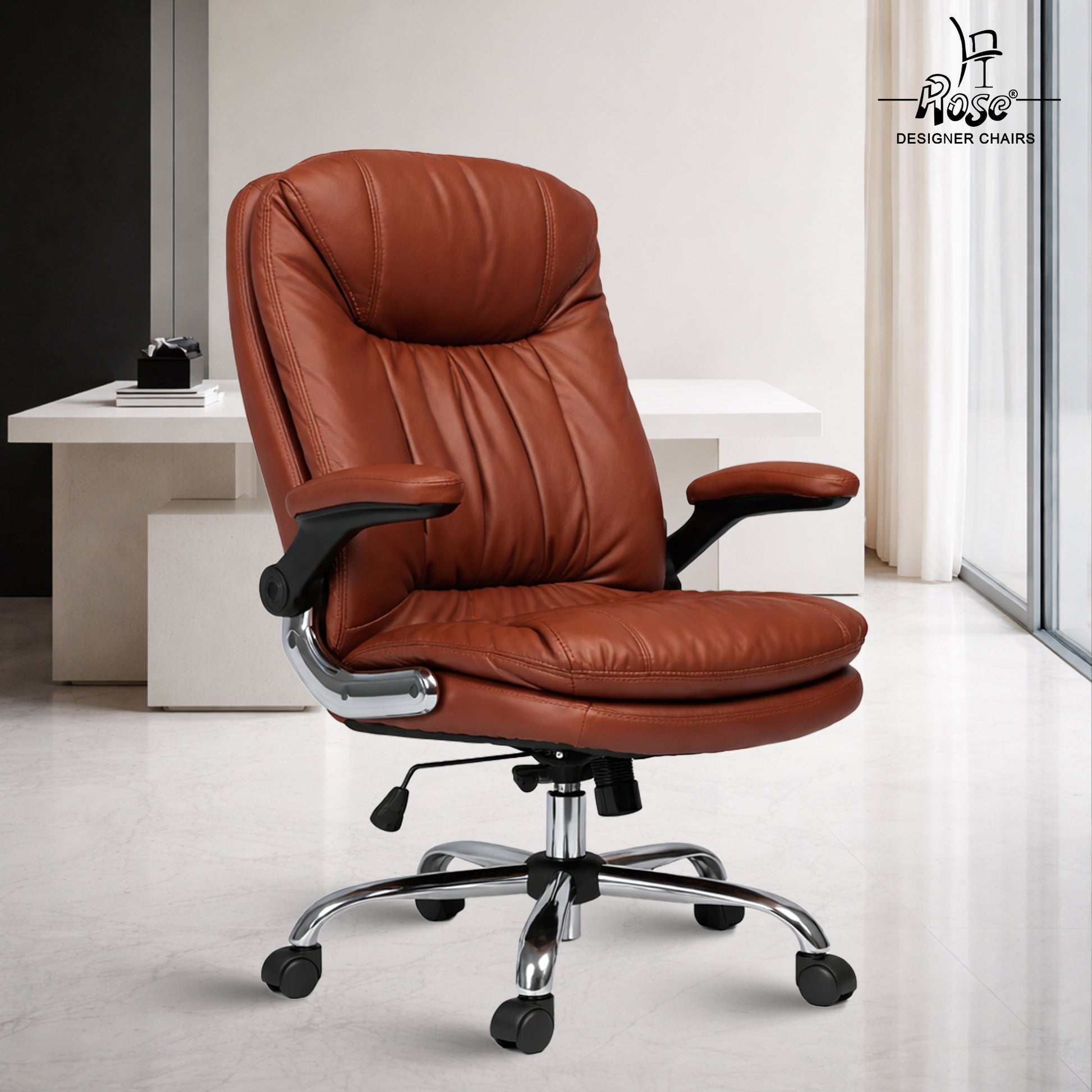 Director Faux leather Chair Browen Set of 1 Bg Img
