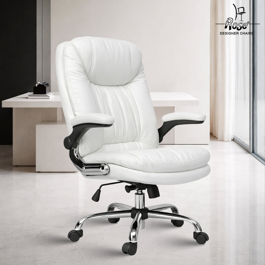 Director Faux leather Chair White  Set of 1 Bg Img