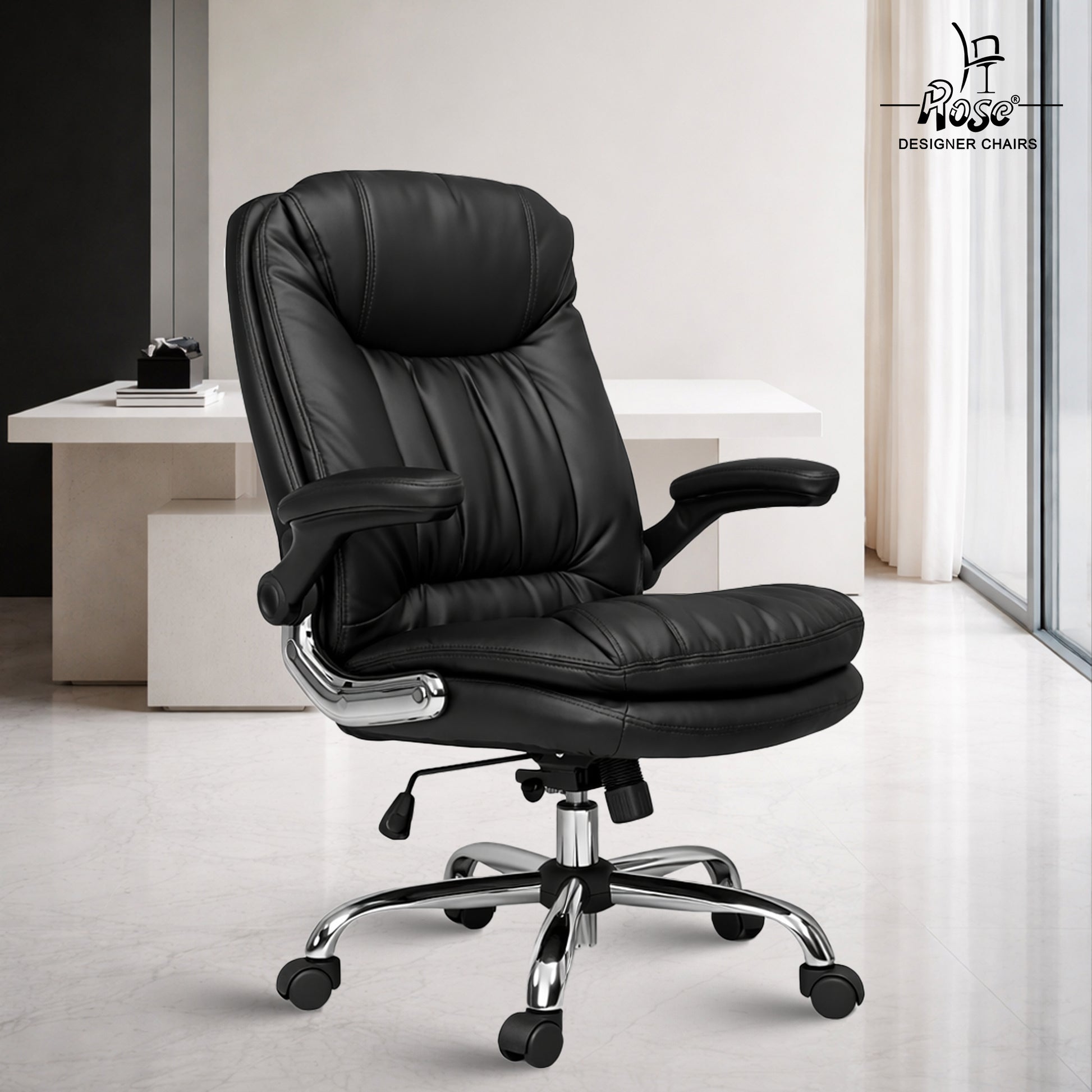 Director Faux leather Chair Balck Set of 1 Bg Img