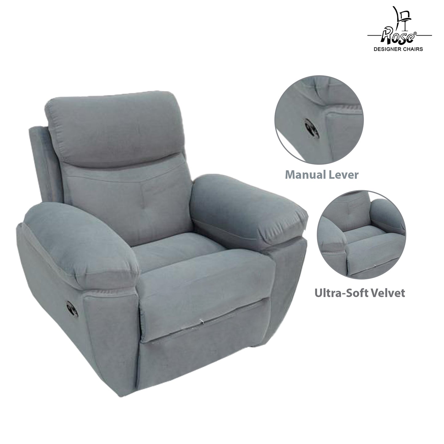 Rose Albania Single Seater Manual Recliner ( Grey )