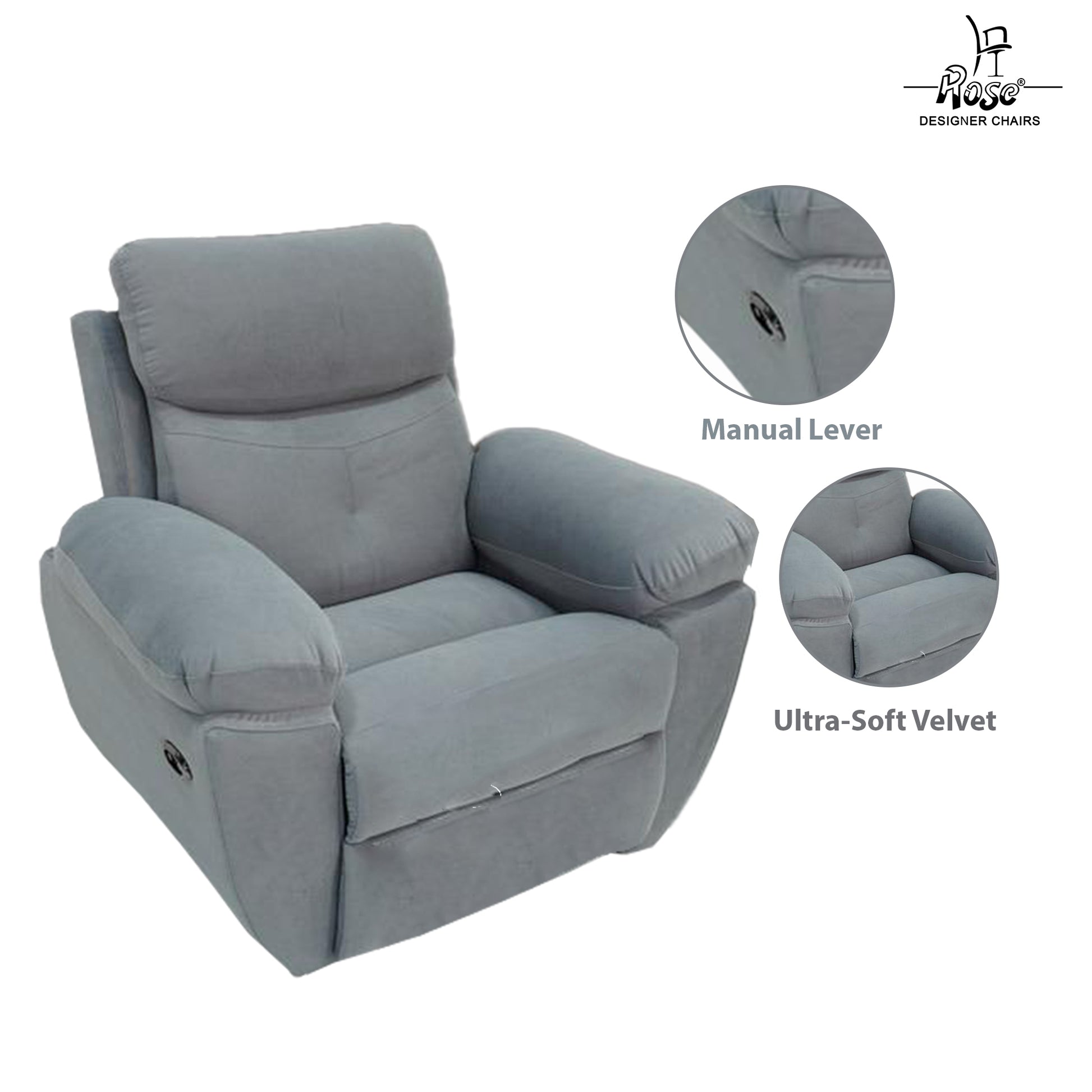 Rose Albania Single Seater Manual Recliner ( Grey )