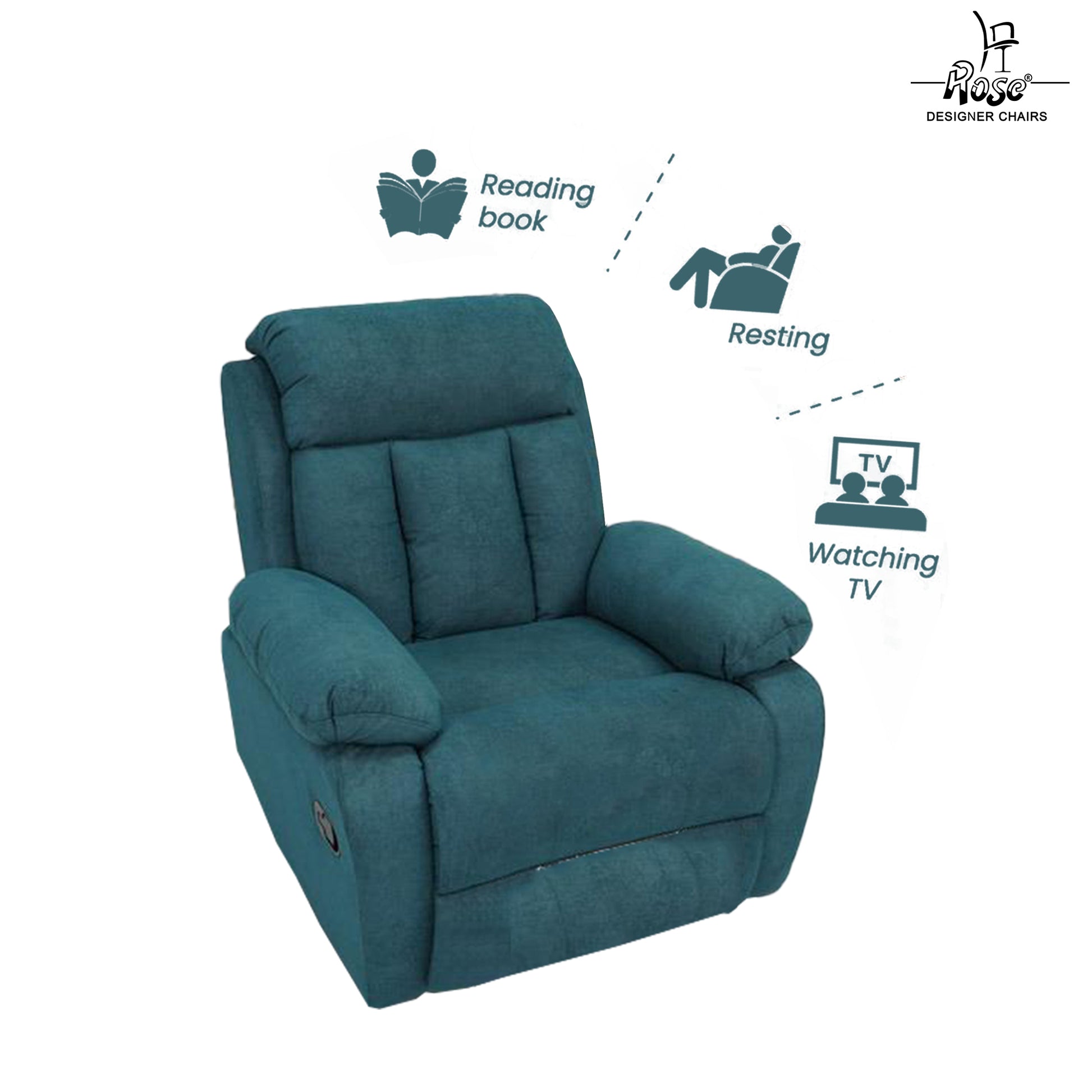 Rose Denmark Recliner | Single R | Manual Recliner (Peacock green)