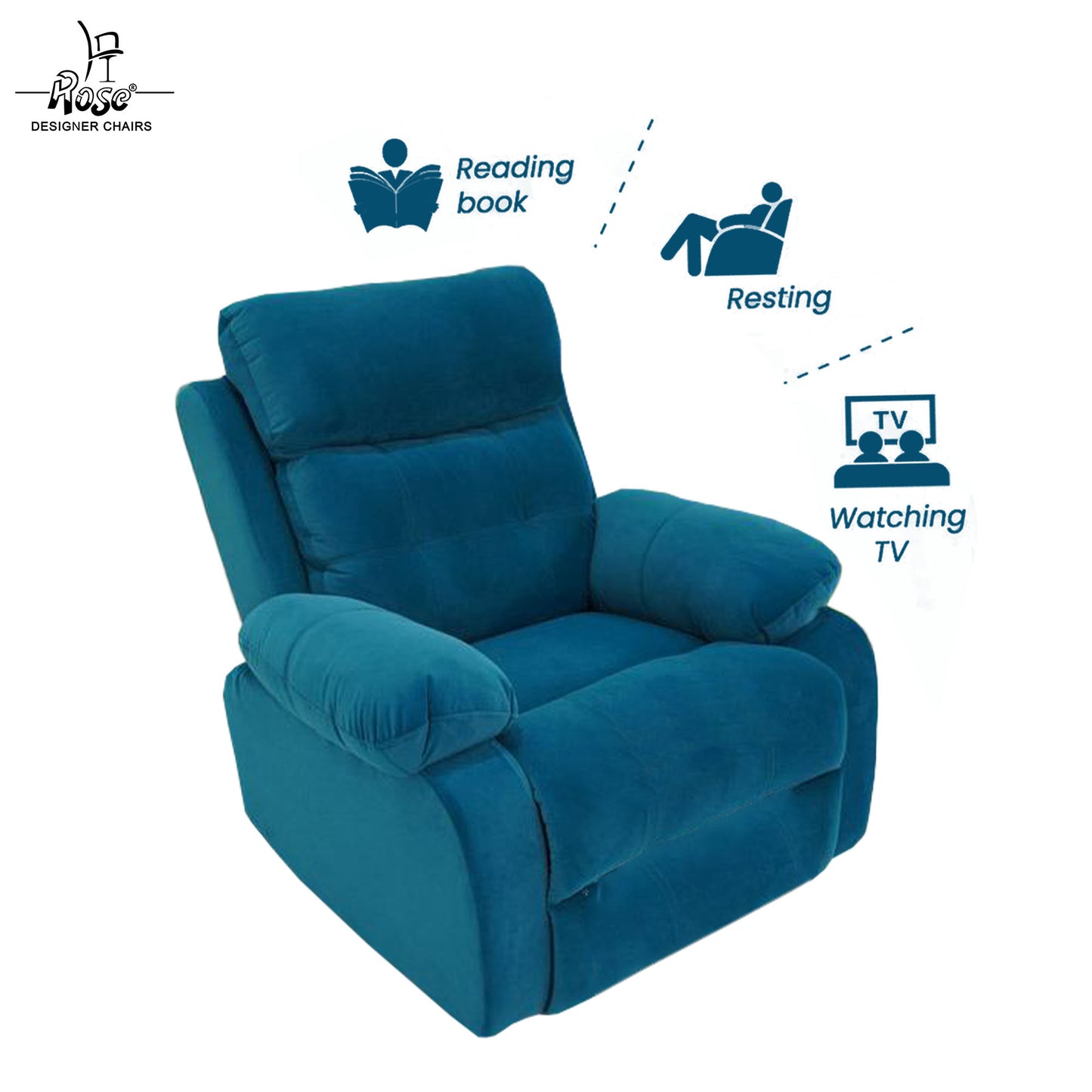 Rose Romania Recliner | Manual Recliner | Single R | ( Blue )
