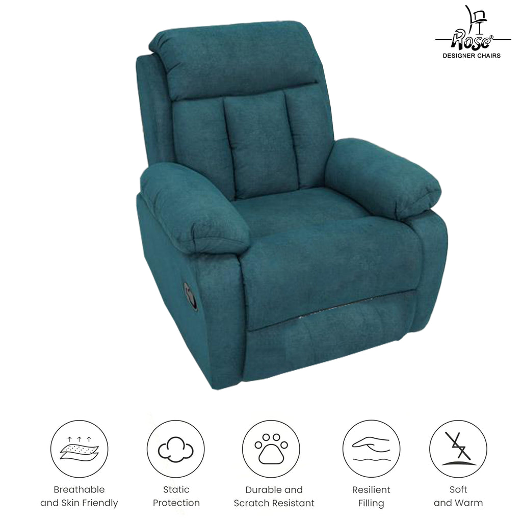 Rose Denmark Recliner | Single R | Manual Recliner (Peacock green)