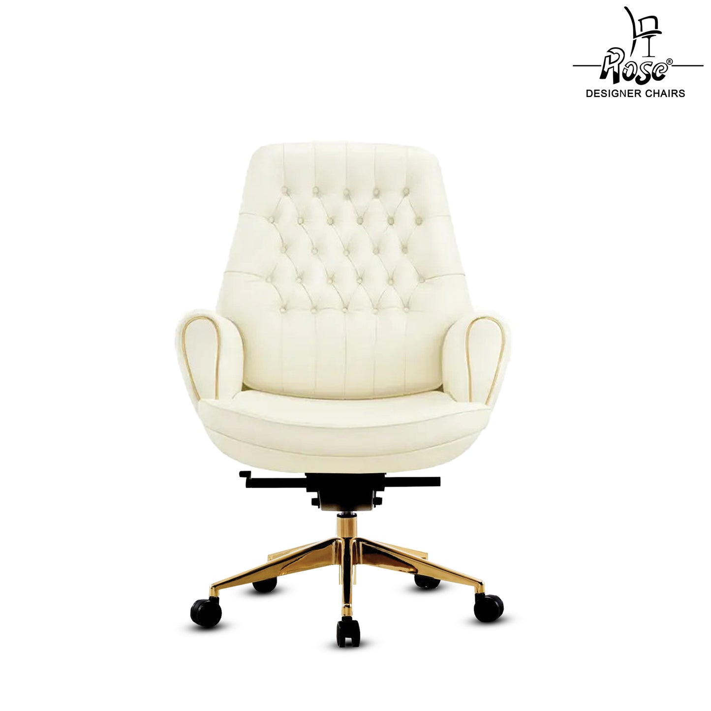 Rose Majestic Luxurious Mid Back Chair (White)