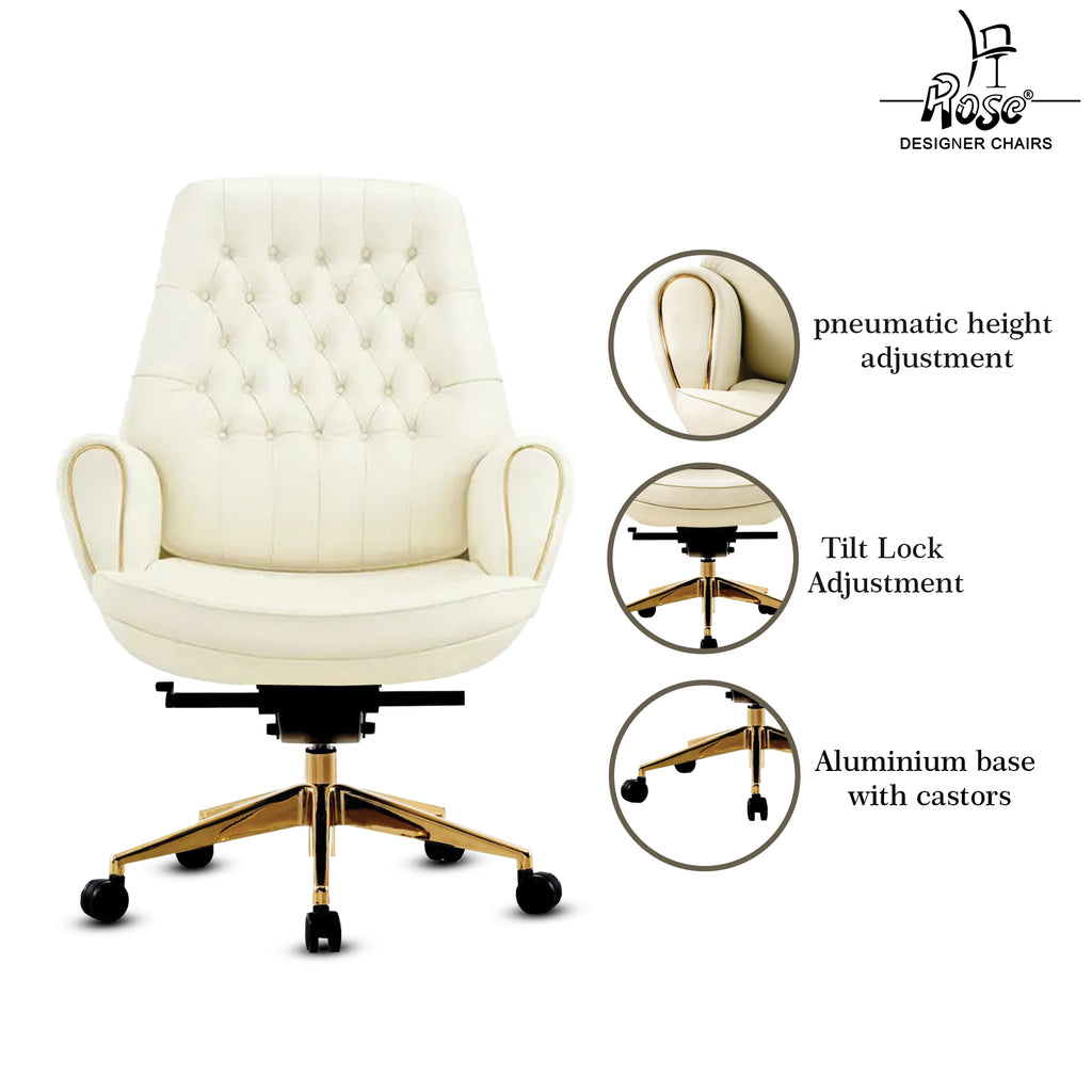 Rose Majestic Luxurious Mid Back Chair (White)