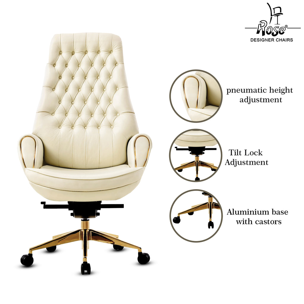 Rose Majestic Luxurious High Back Chair (White)