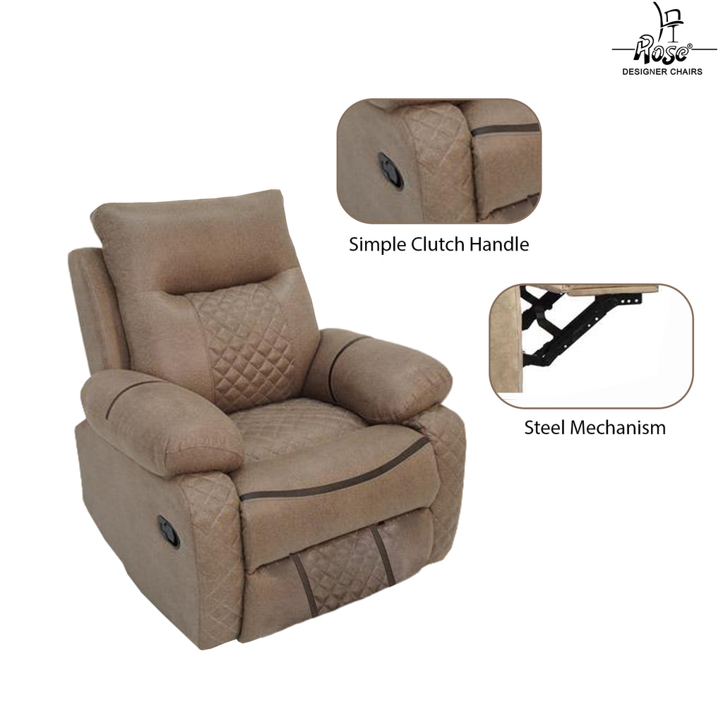 Rose Mexico one seater Recliner | RRR Recliner |Rocking, Revolving, and Reclining sofa (Rust)