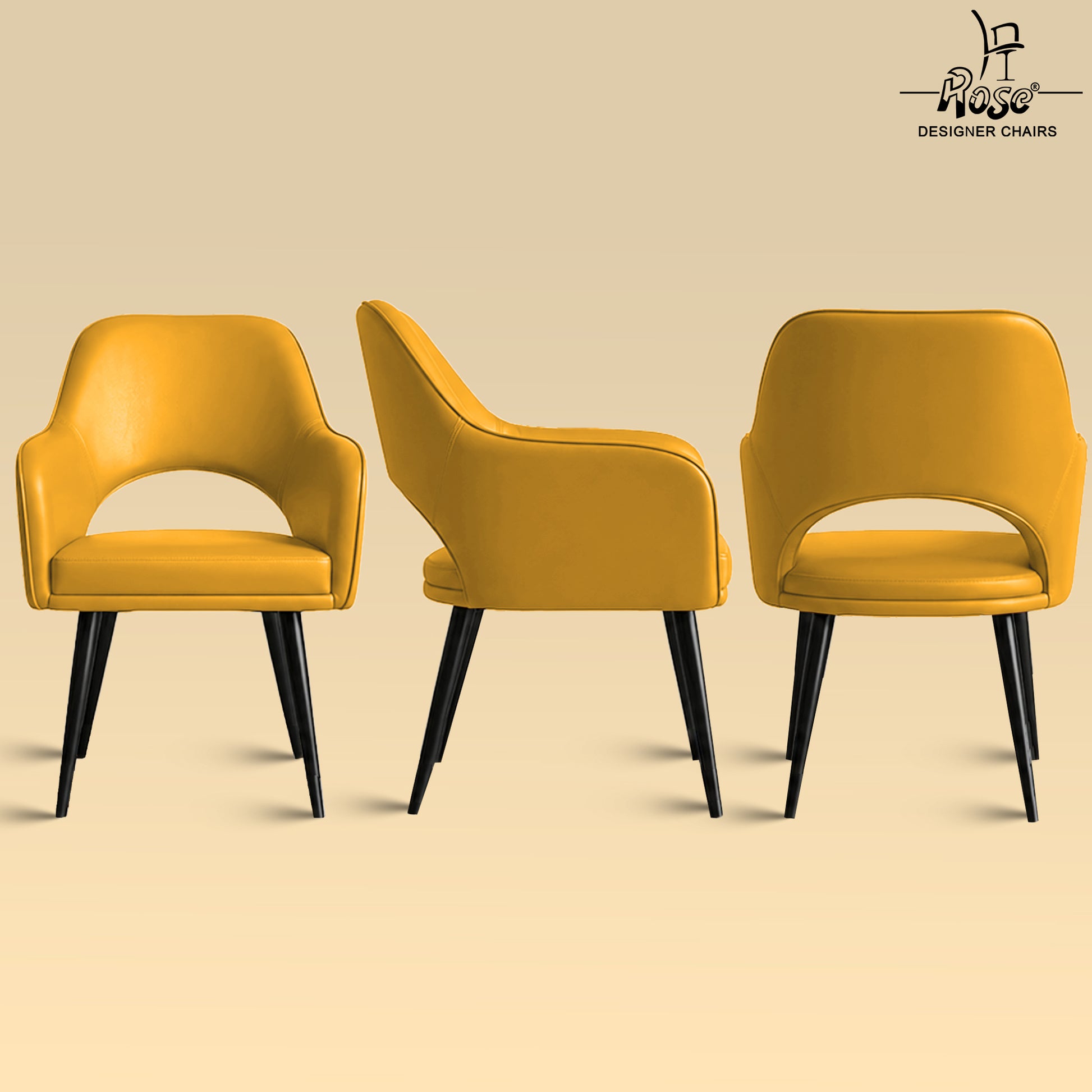 Yuri Faux Leather Chair Honey (Yellow)Set of 2 Multiangle