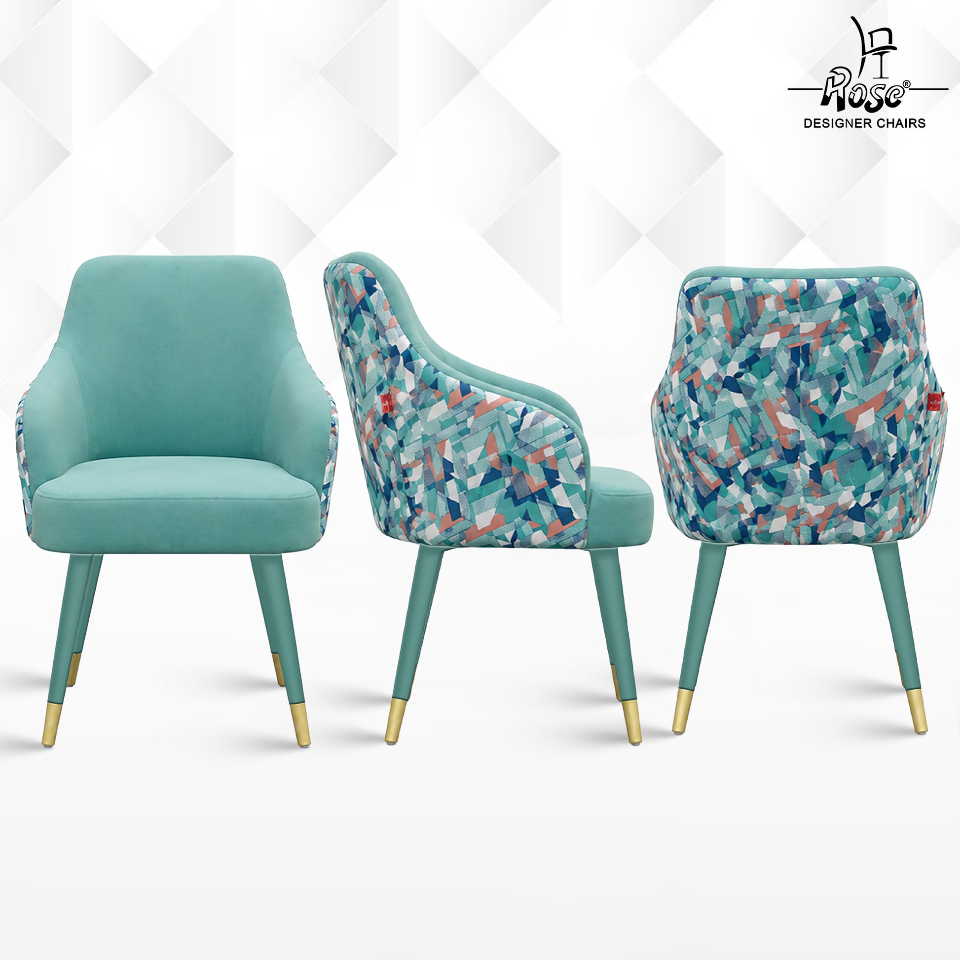  Paul Modern Upholstered Accent Dining Chair(Ocean Blue) Set of 2 Multiangle